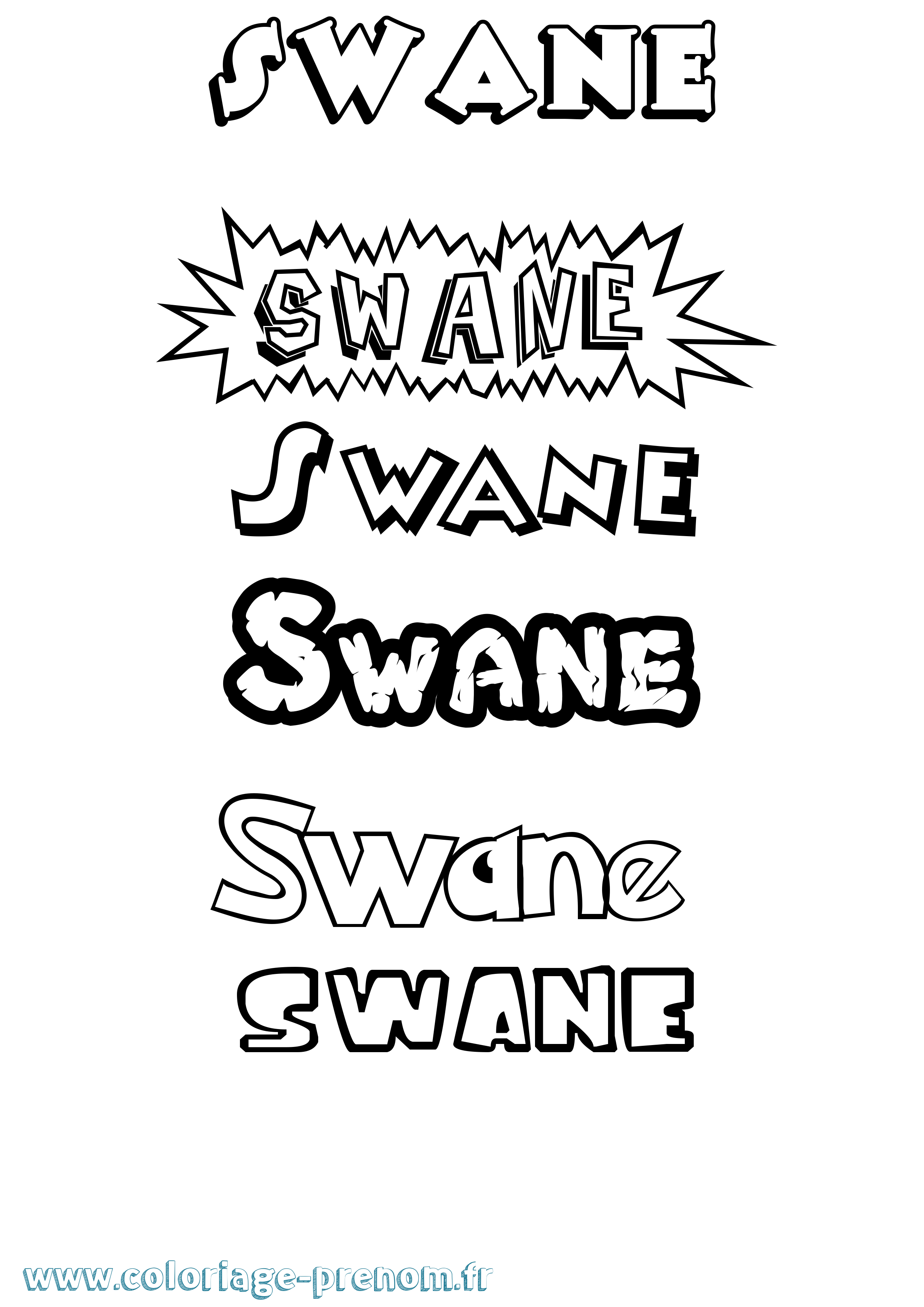 Coloriage Swane Dessin Animé Coloriage prénom Swane Dessin Animé
