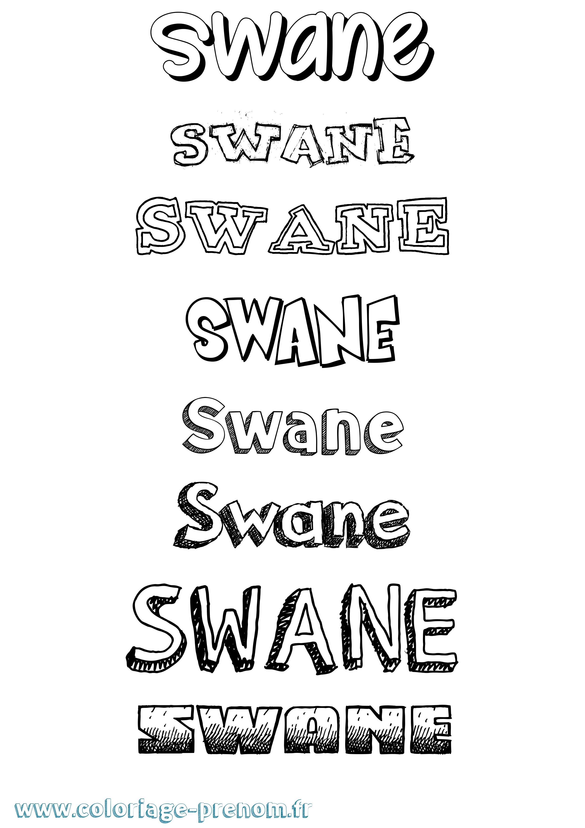 Coloriage Swane Dessiné Coloriage prénom Swane Dessiné