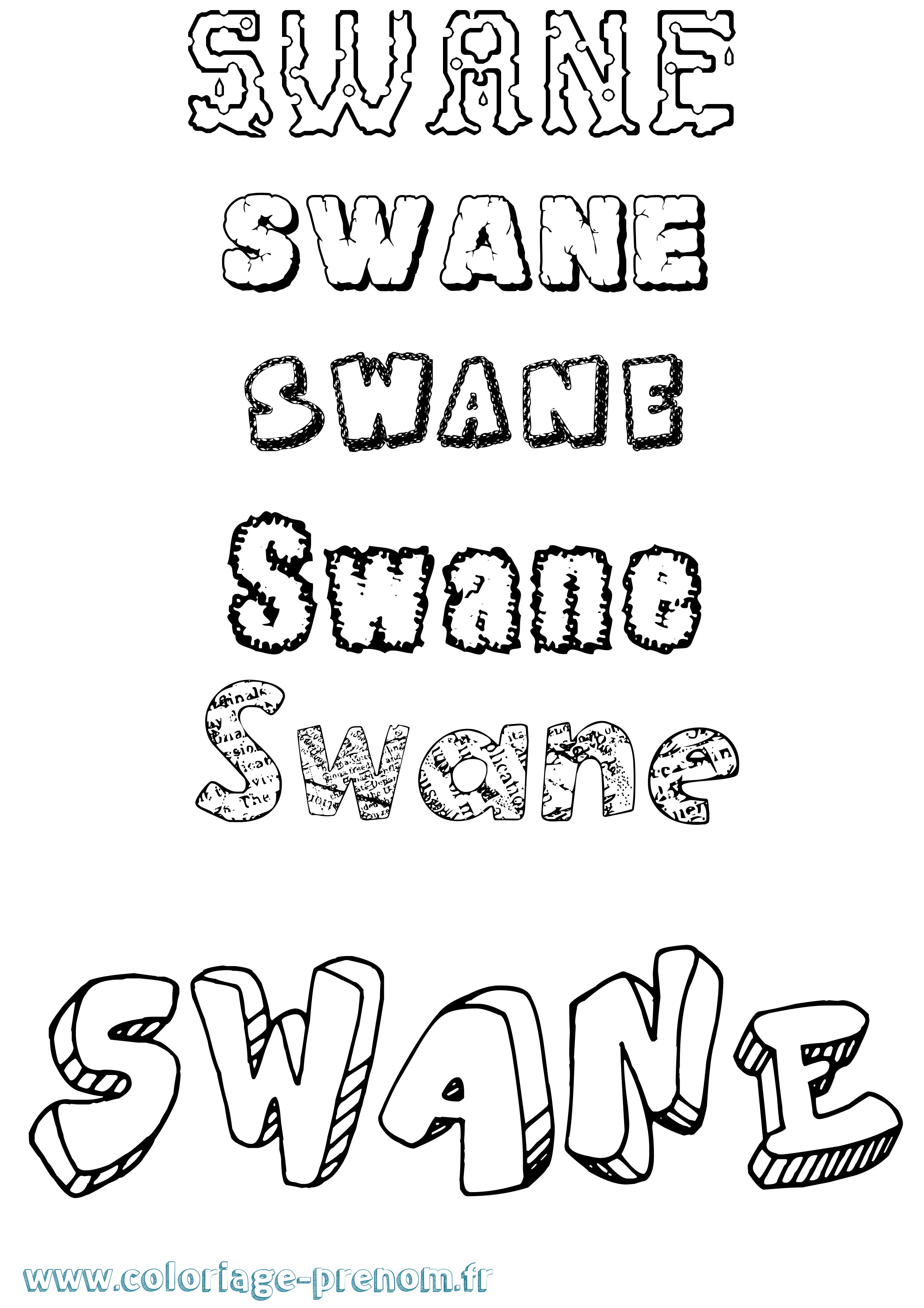 Coloriage Swane Destructuré Coloriage prénom Swane Destructuré