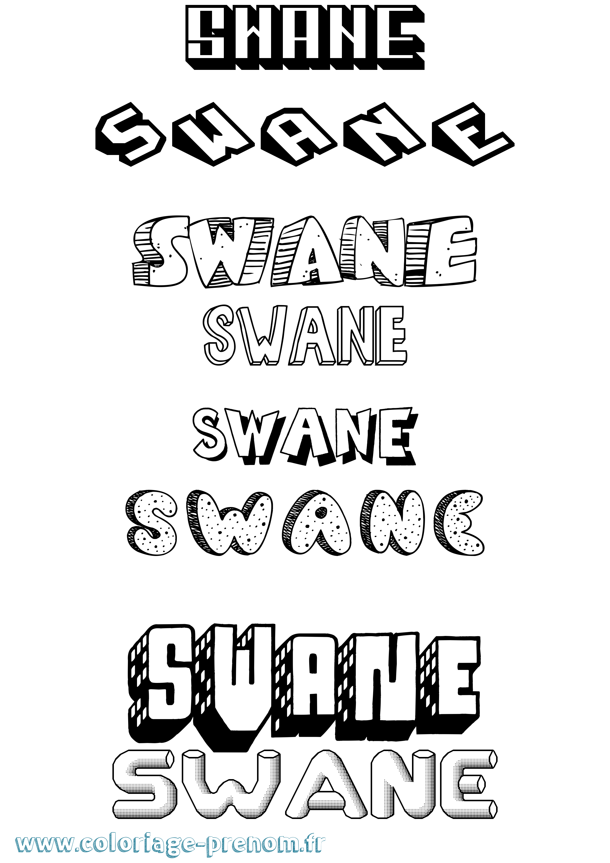 Coloriage Swane Effet 3D Coloriage prénom Swane Effet 3D