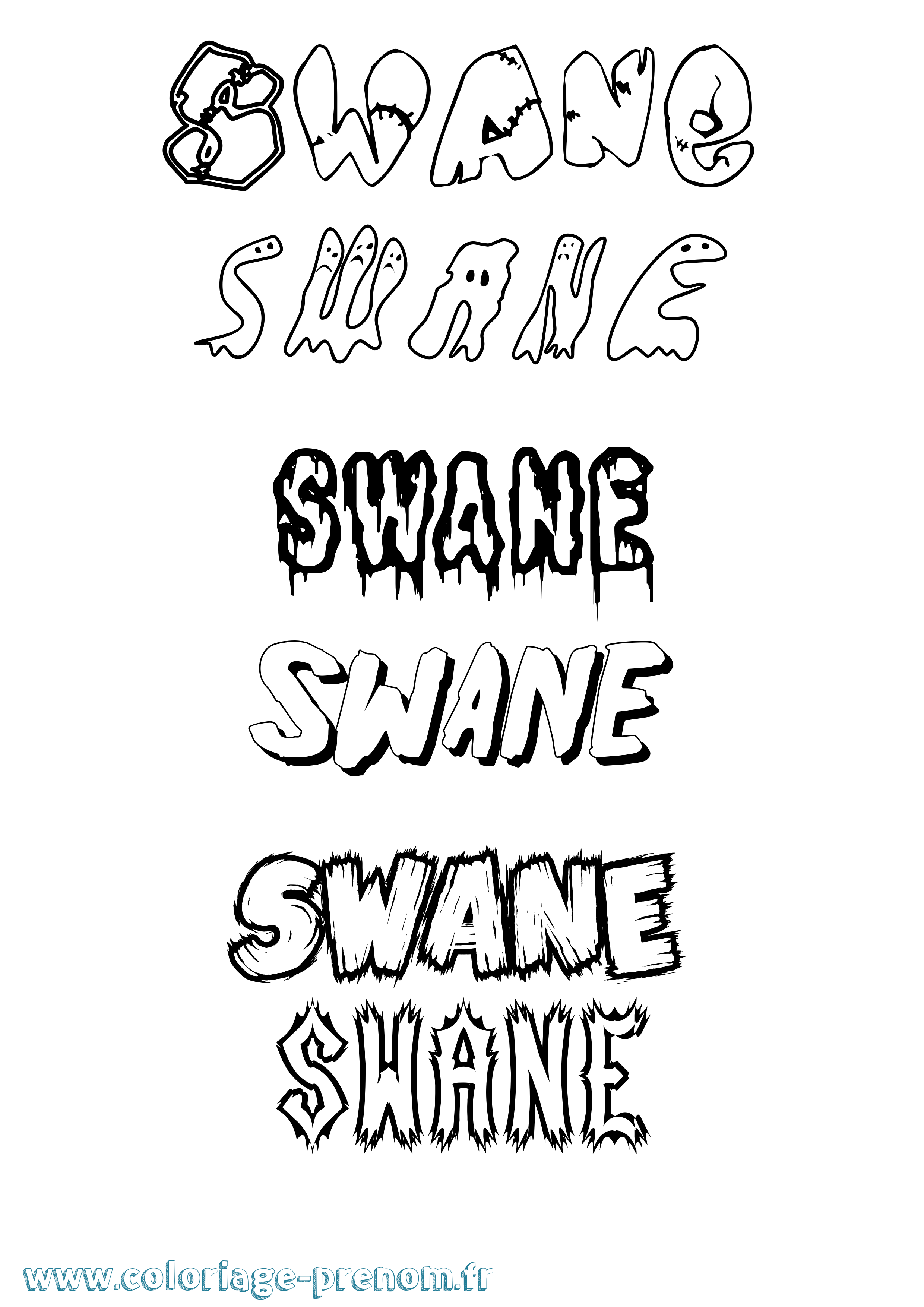 Coloriage Swane Frisson Coloriage prénom Swane Frisson