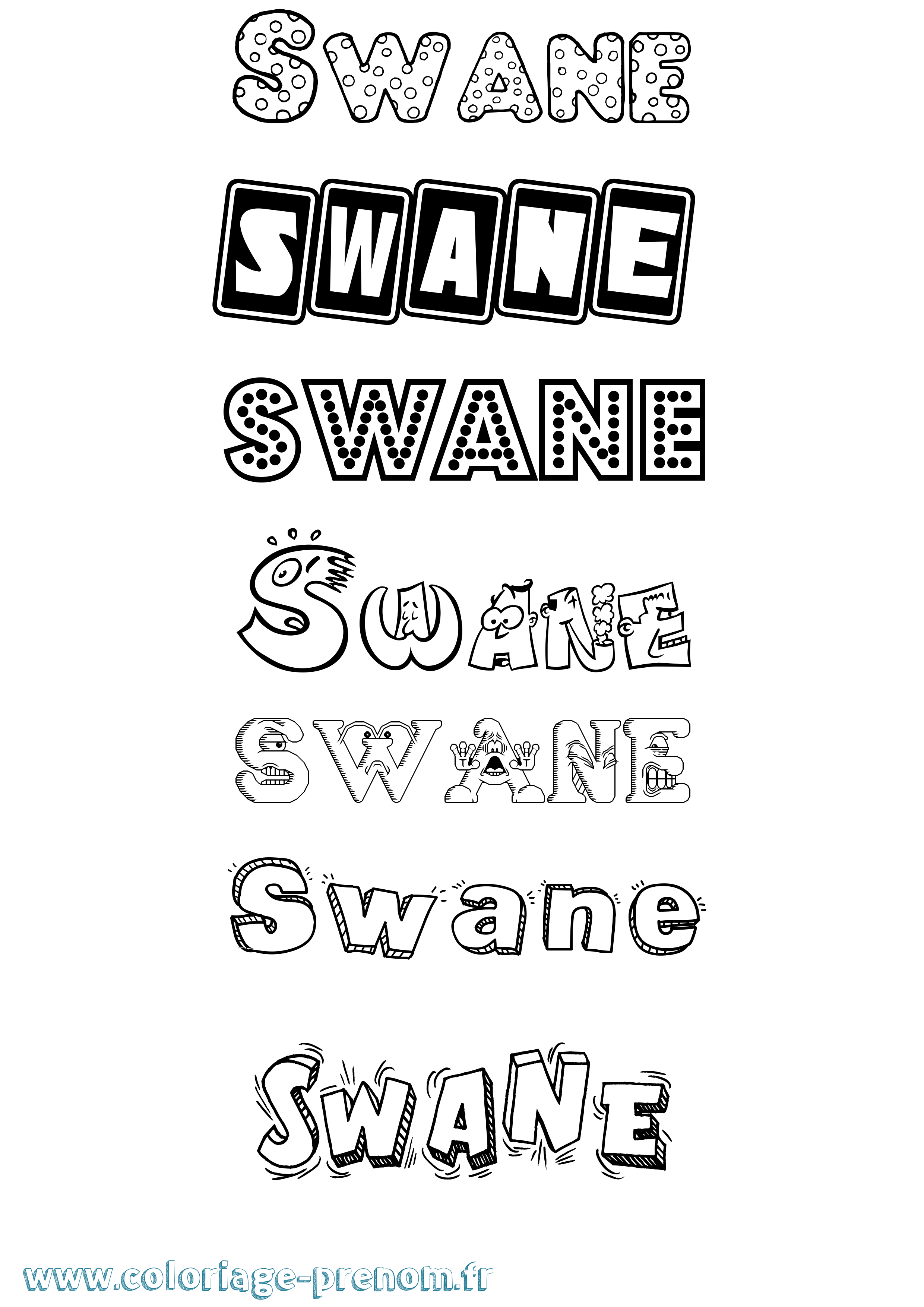 Coloriage Swane Fun Coloriage prénom Swane Fun