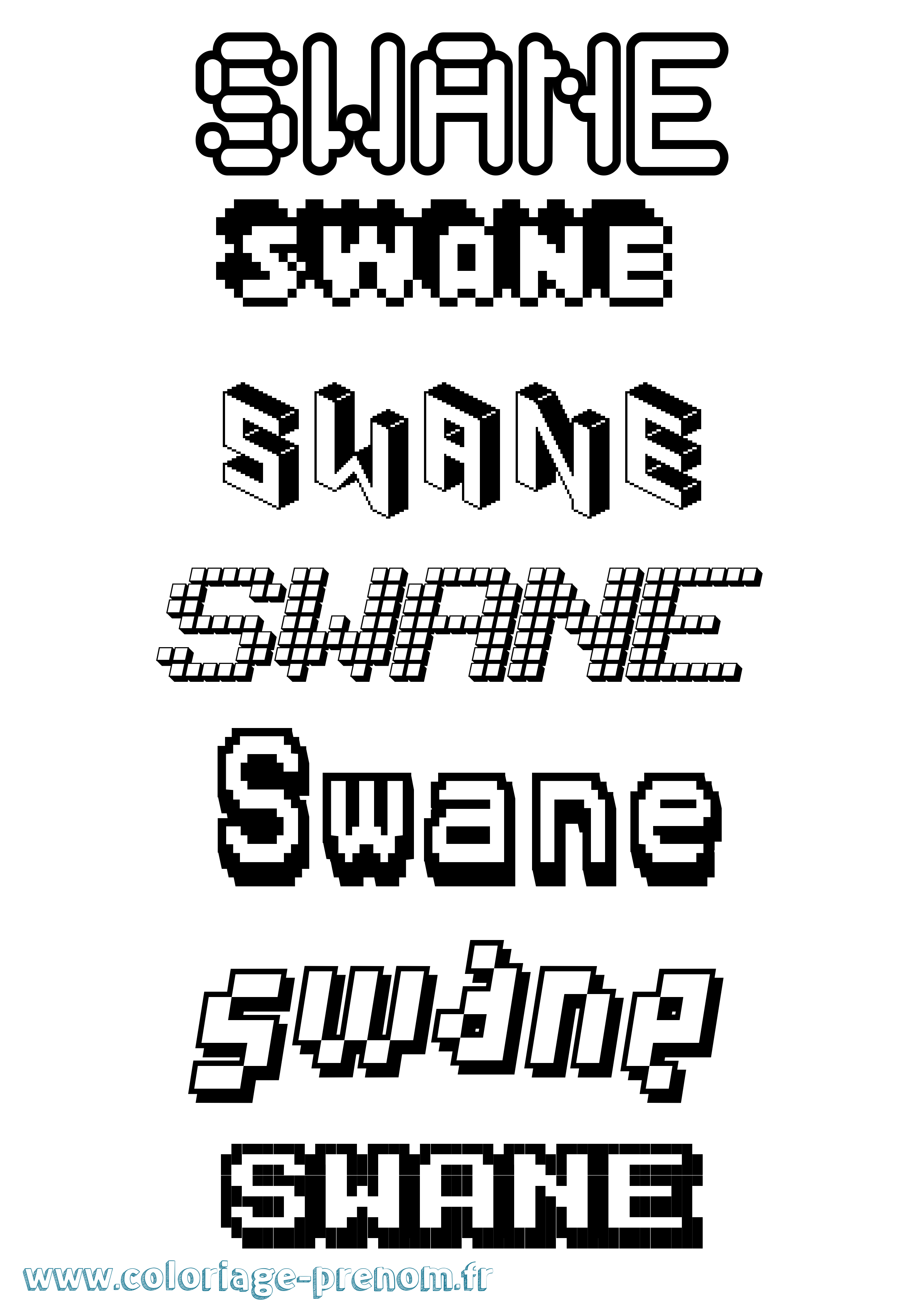Coloriage Swane Pixel Coloriage prénom Swane Pixel