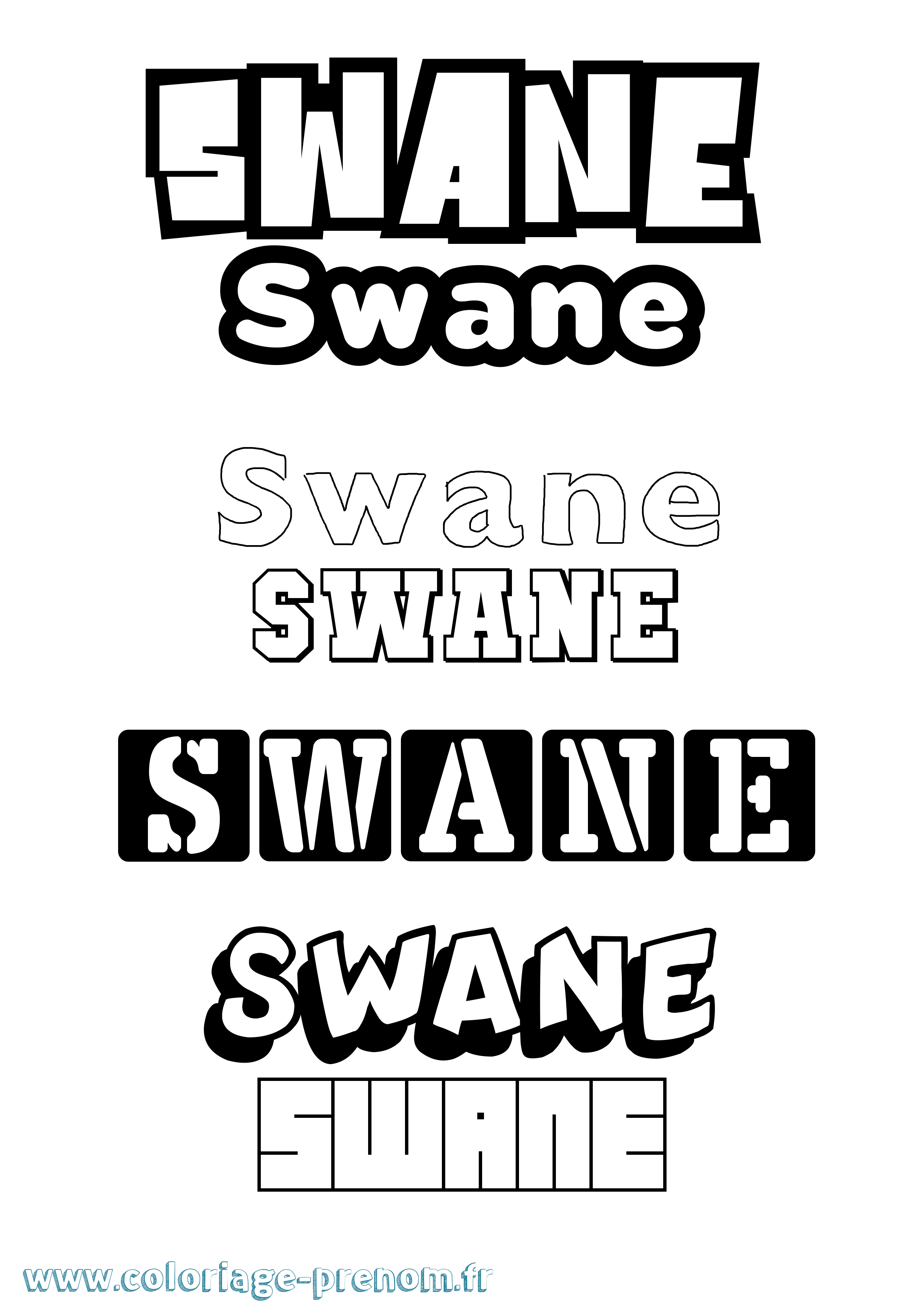 Coloriage Swane Simple Coloriage prénom Swane Simple