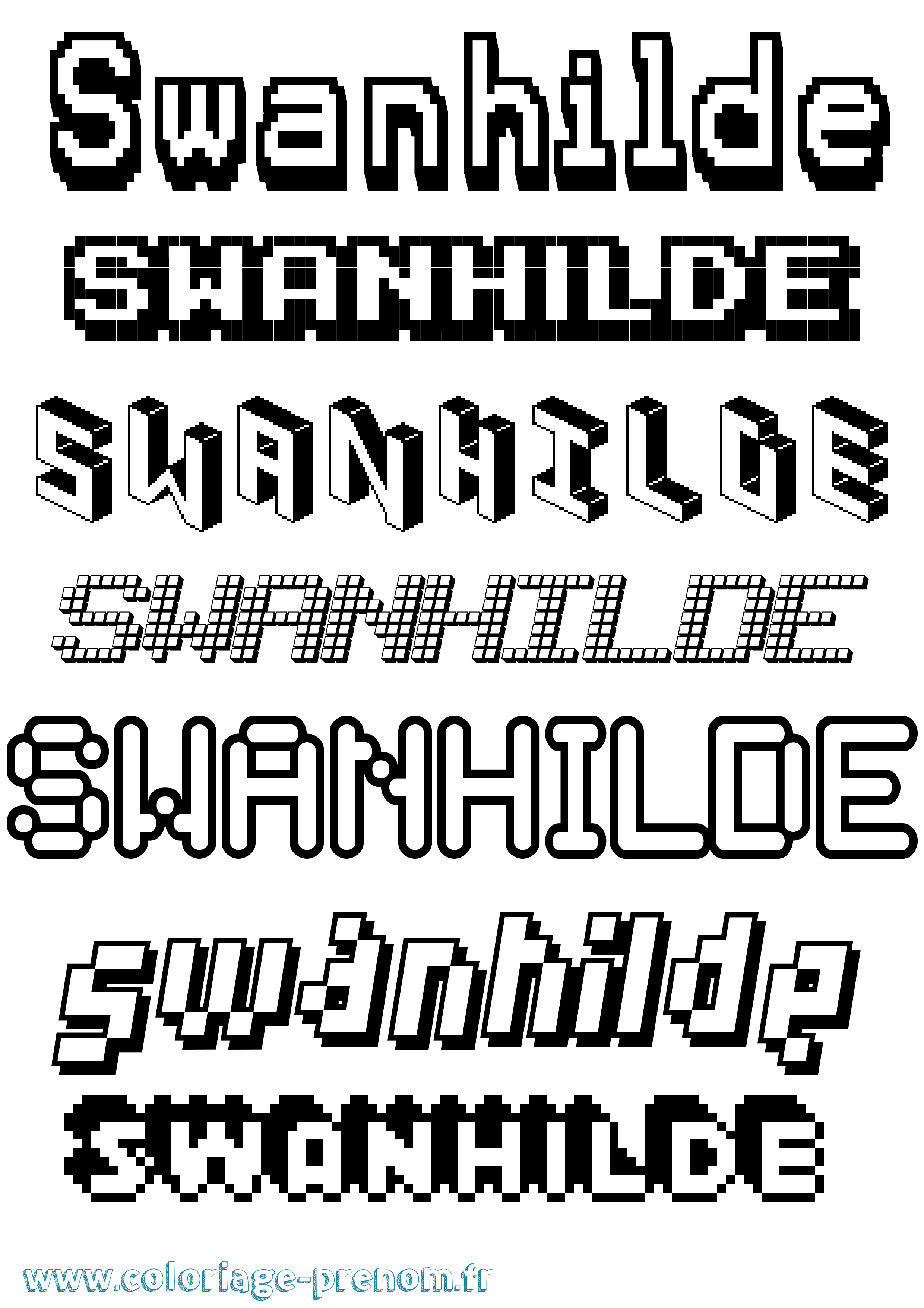 Coloriage Swanhilde Pixel Coloriage prénom Swanhilde Pixel