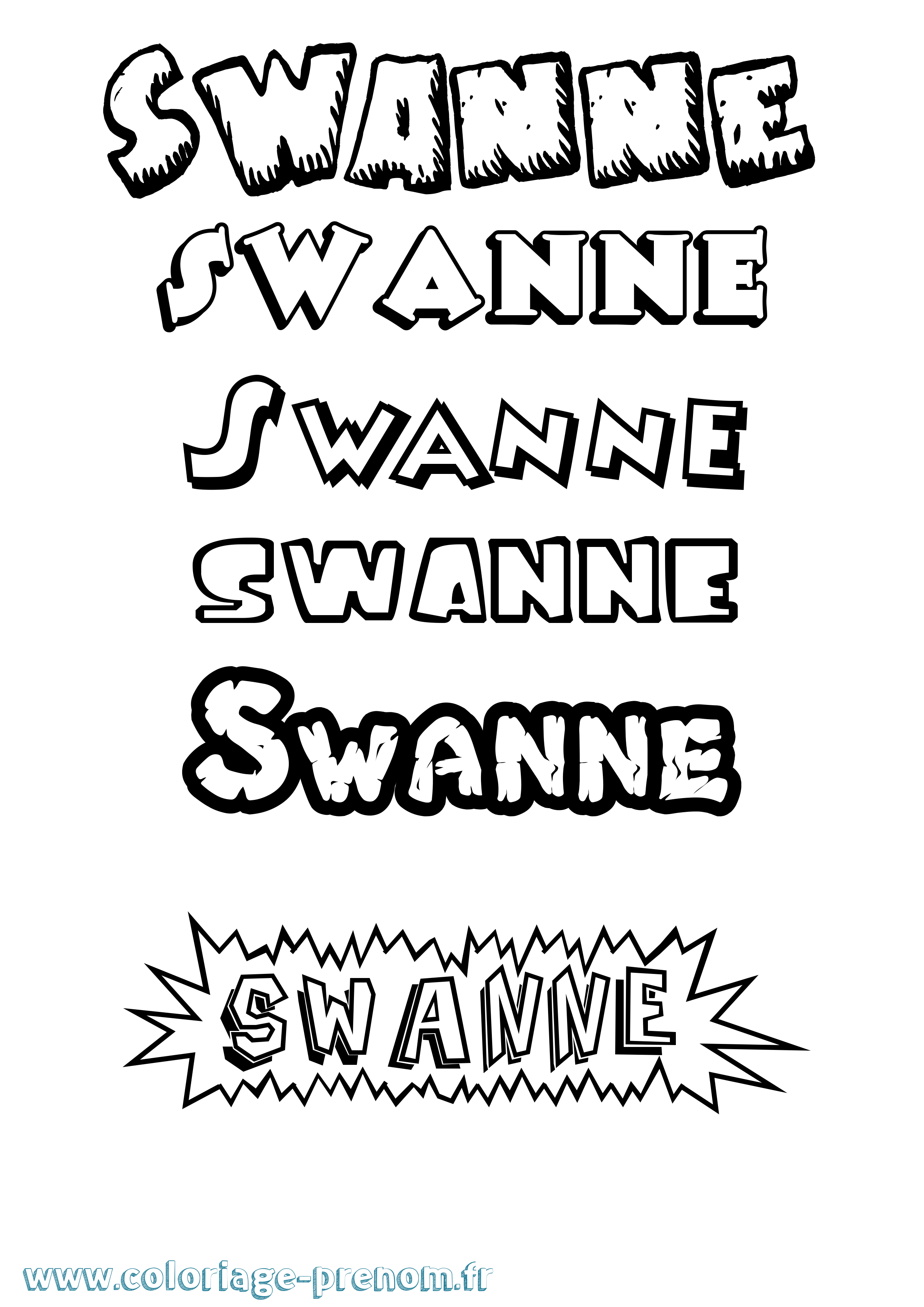 Coloriage Swanne Dessin Animé Coloriage prénom Swanne Dessin Animé