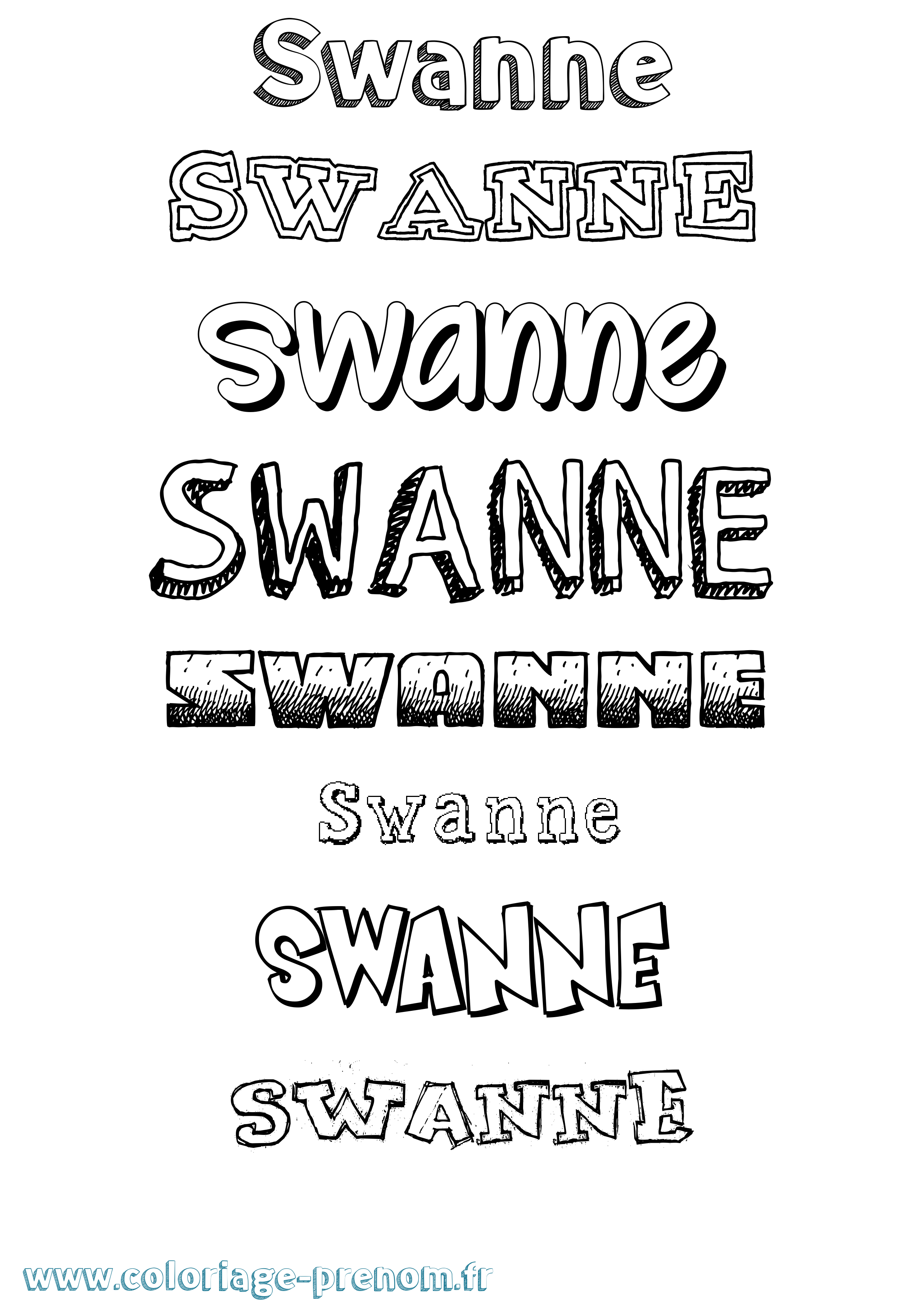 Coloriage Swanne Dessiné Coloriage prénom Swanne Dessiné