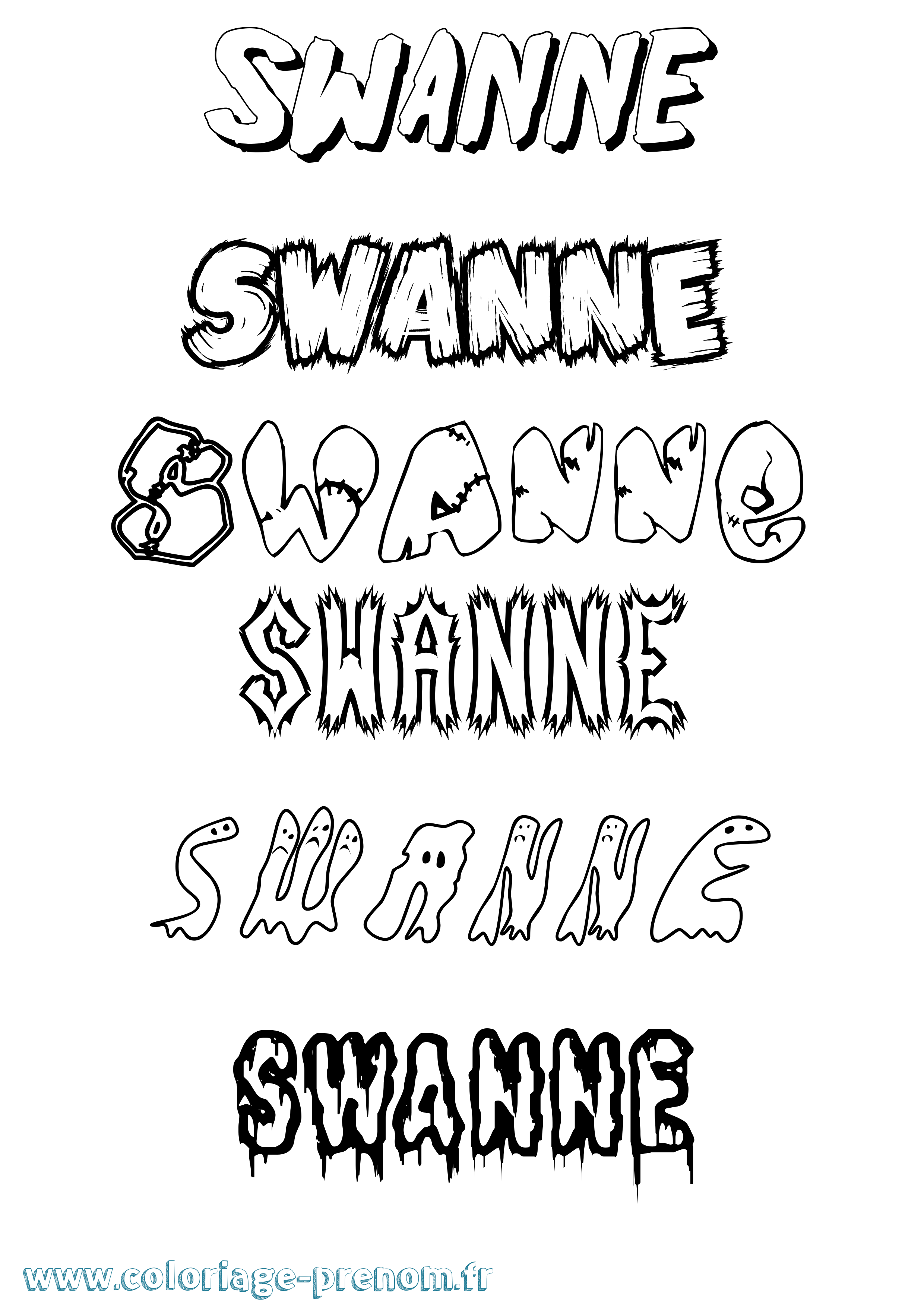 Coloriage Swanne Frisson Coloriage prénom Swanne Frisson