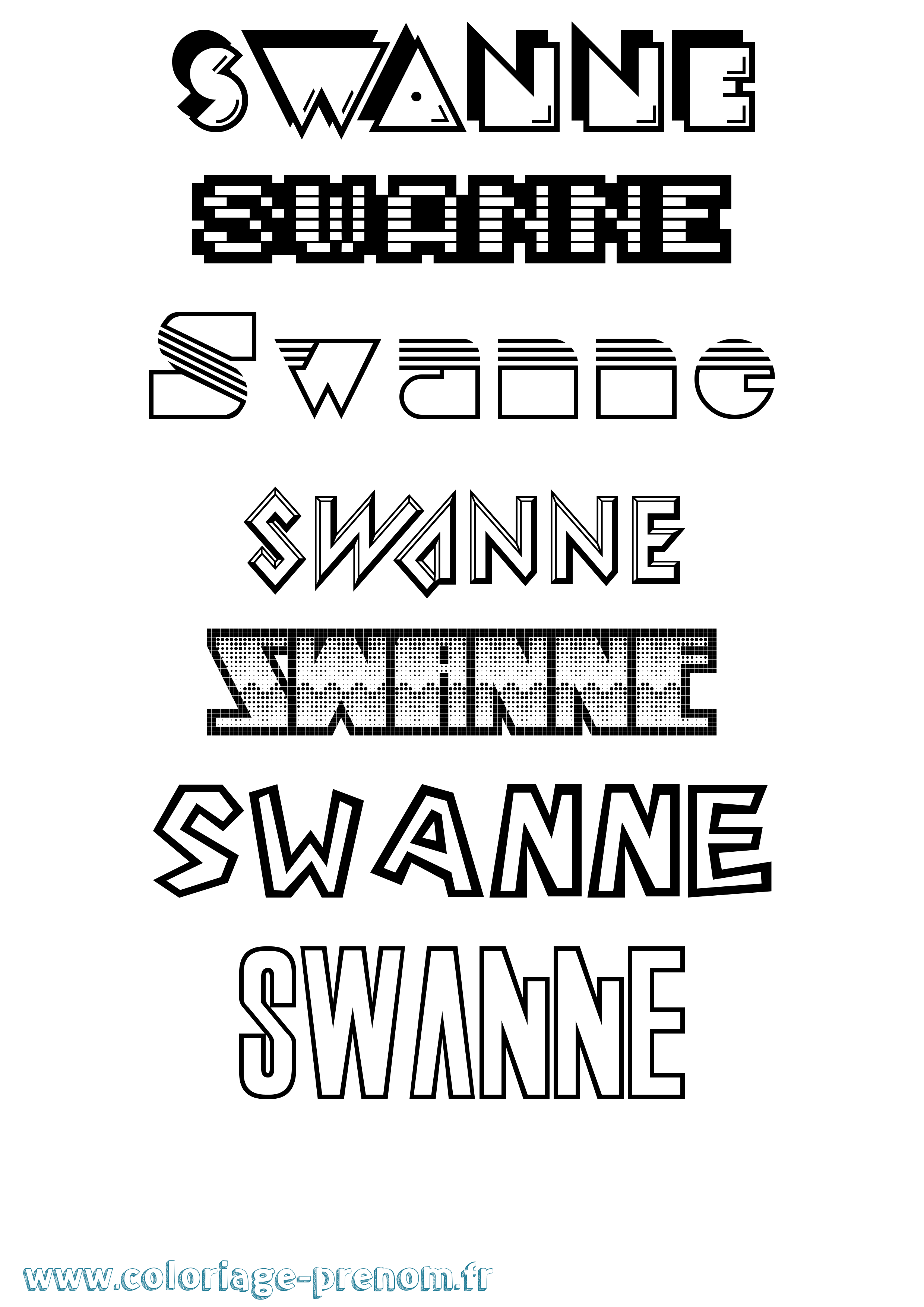 Coloriage Swanne Jeux Vidéos Coloriage prénom Swanne Jeux Vidéos
