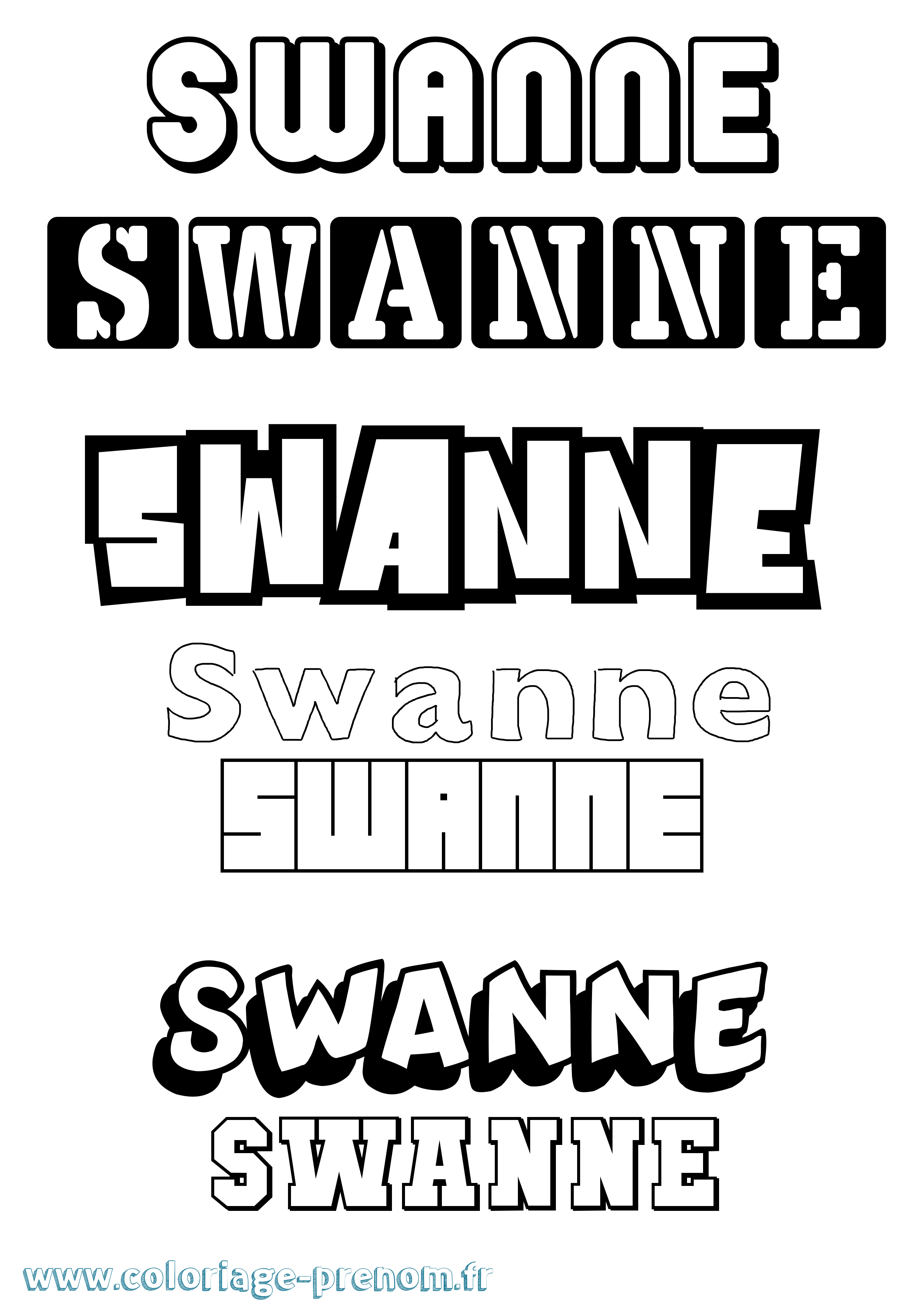 Coloriage Swanne Simple Coloriage prénom Swanne Simple