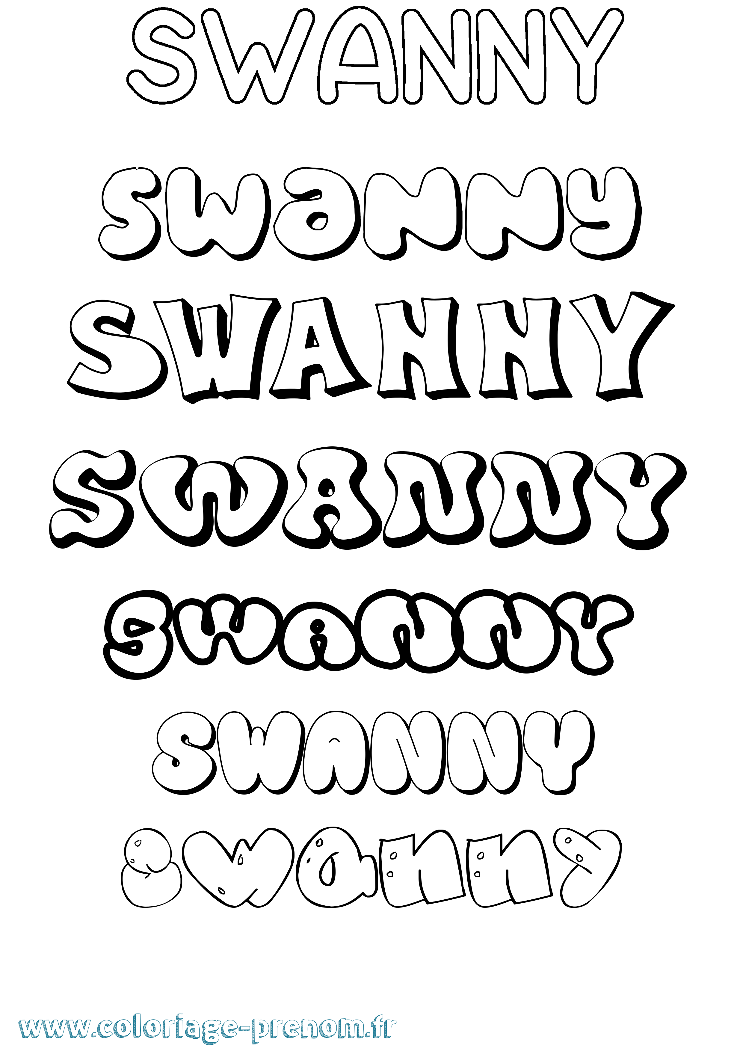 Coloriage Swanny Bubble Coloriage prénom Swanny Bubble