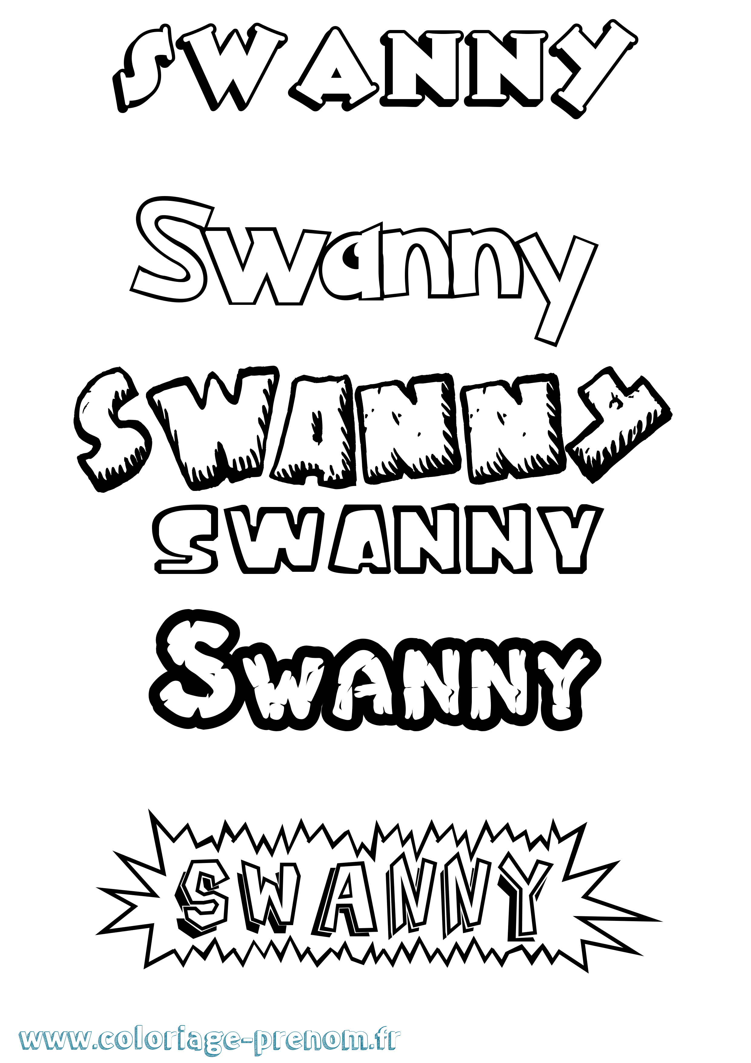 Coloriage Swanny Dessin Animé Coloriage prénom Swanny Dessin Animé