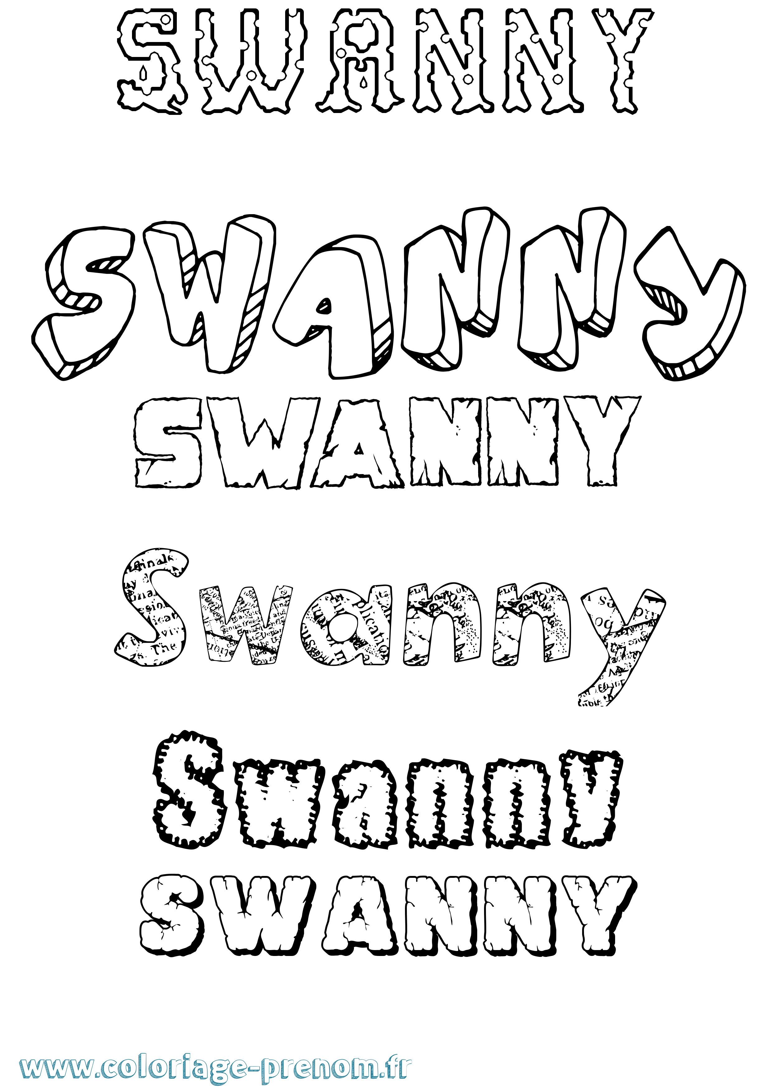 Coloriage Swanny Destructuré Coloriage prénom Swanny Destructuré