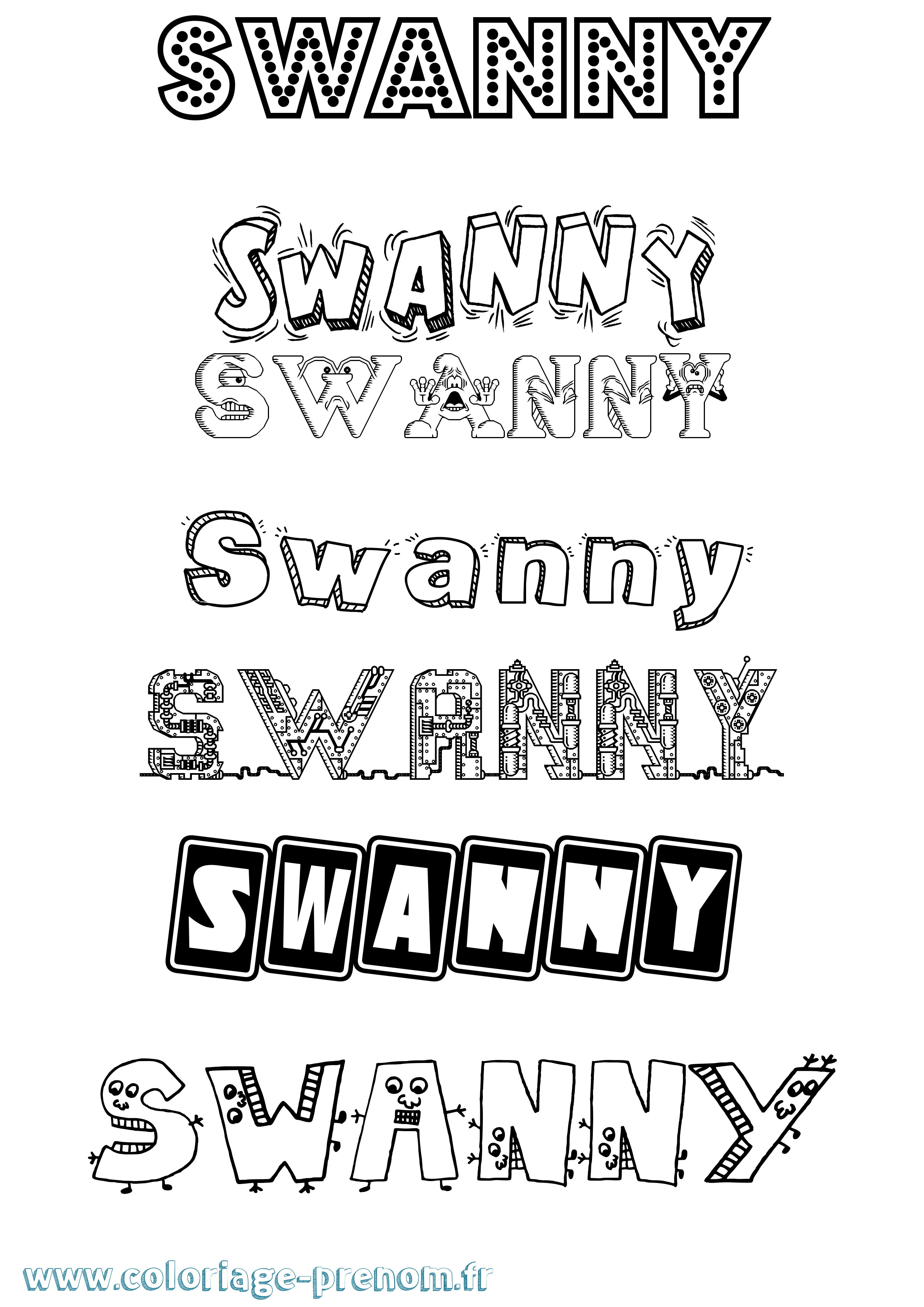 Coloriage Swanny Fun Coloriage prénom Swanny Fun