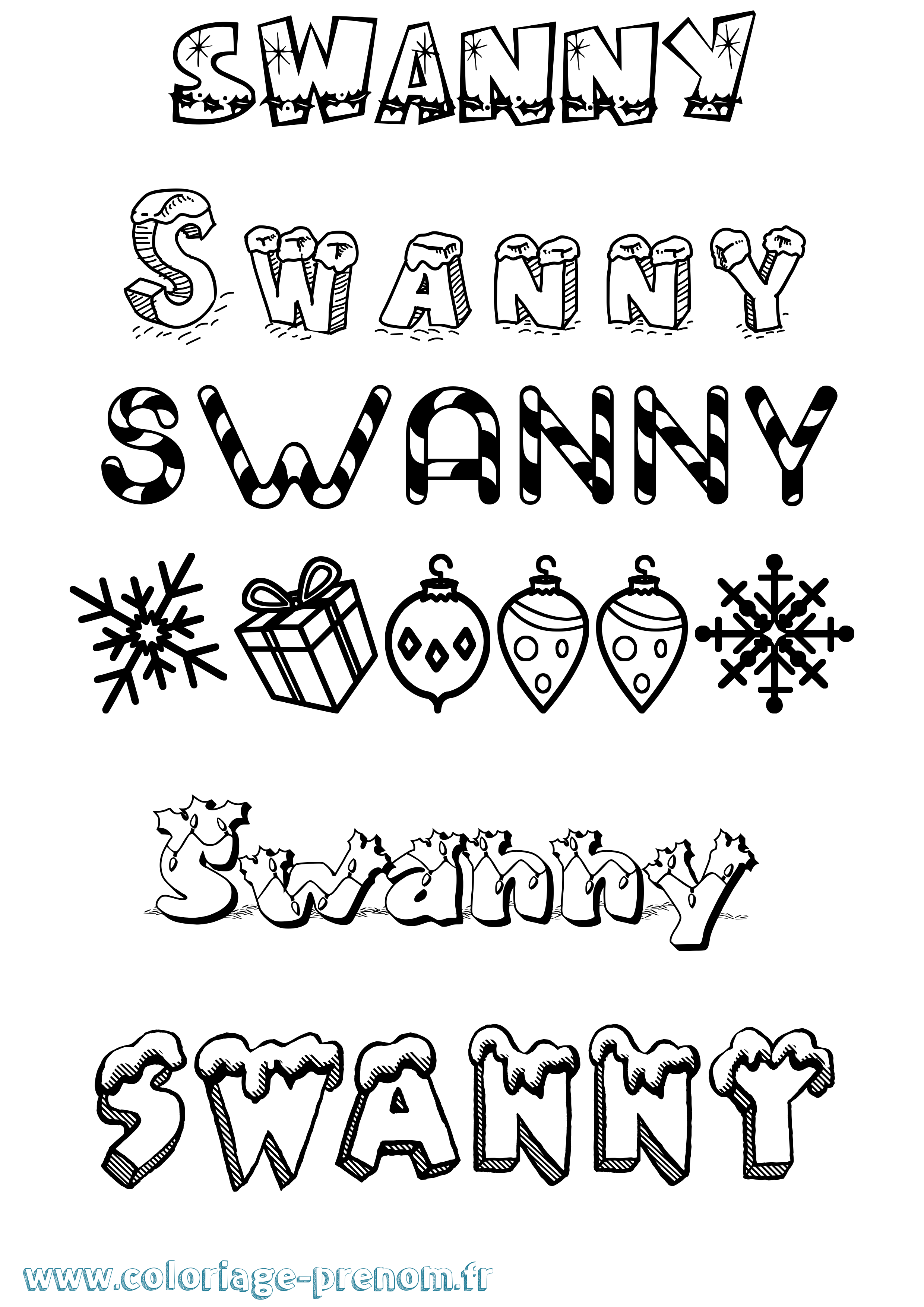Coloriage Swanny Noël Coloriage prénom Swanny Noël