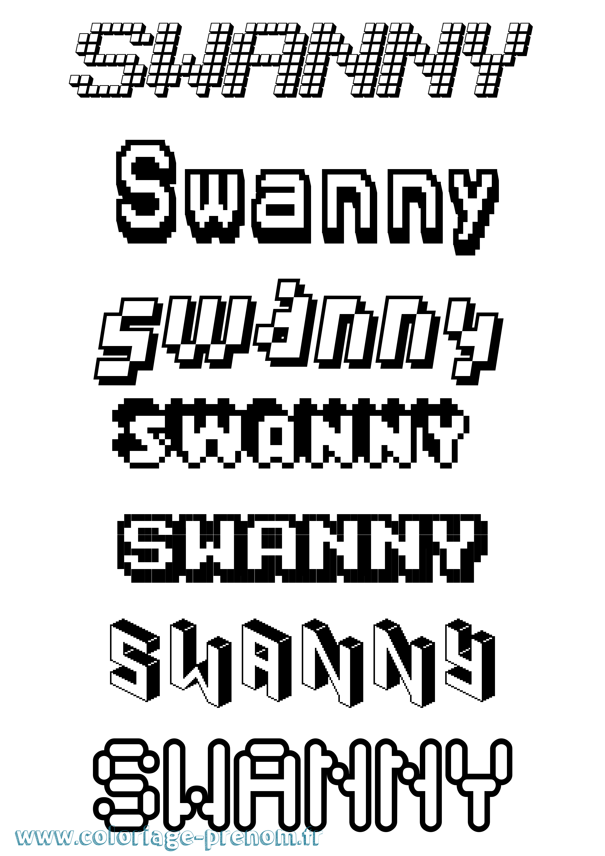 Coloriage Swanny Pixel Coloriage prénom Swanny Pixel