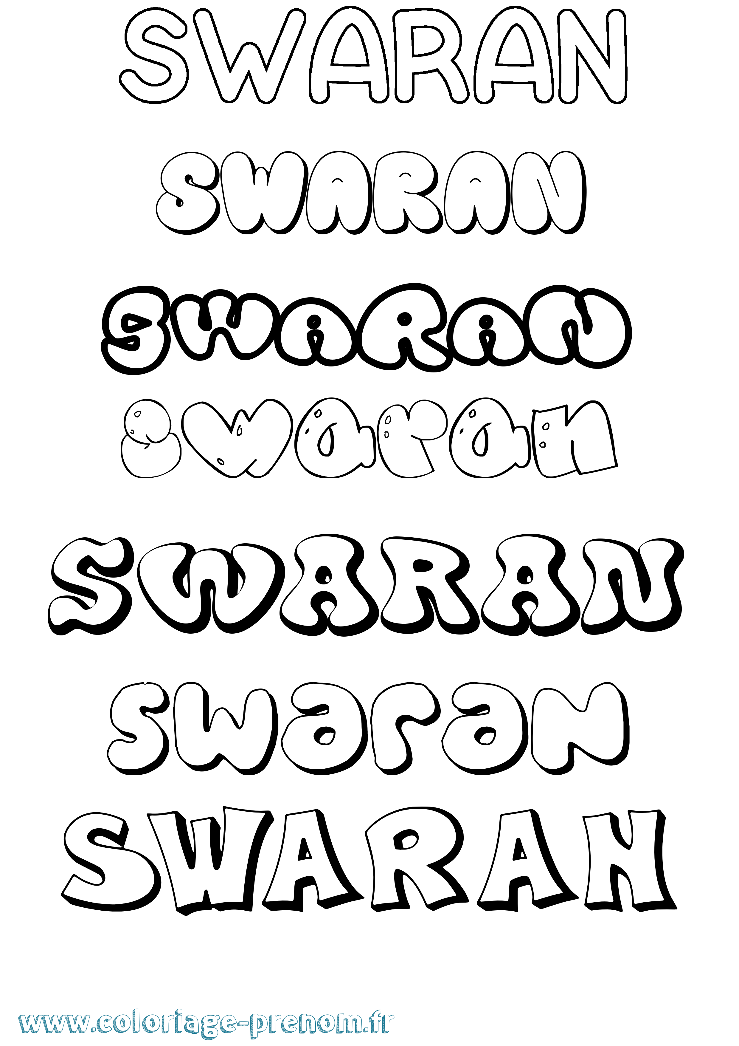 Coloriage Swaran Bubble Coloriage prénom Swaran Bubble