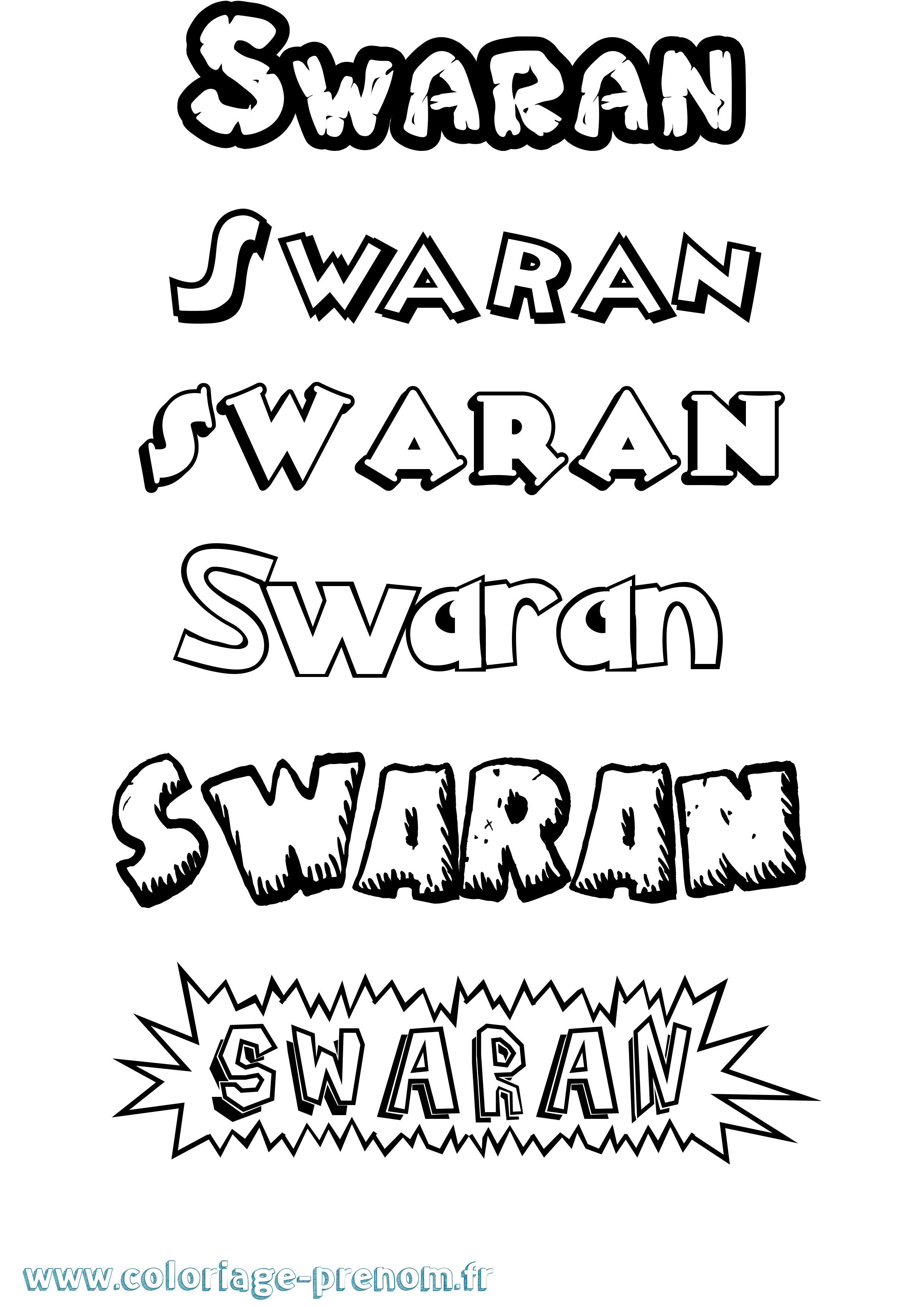 Coloriage Swaran Dessin Animé Coloriage prénom Swaran Dessin Animé