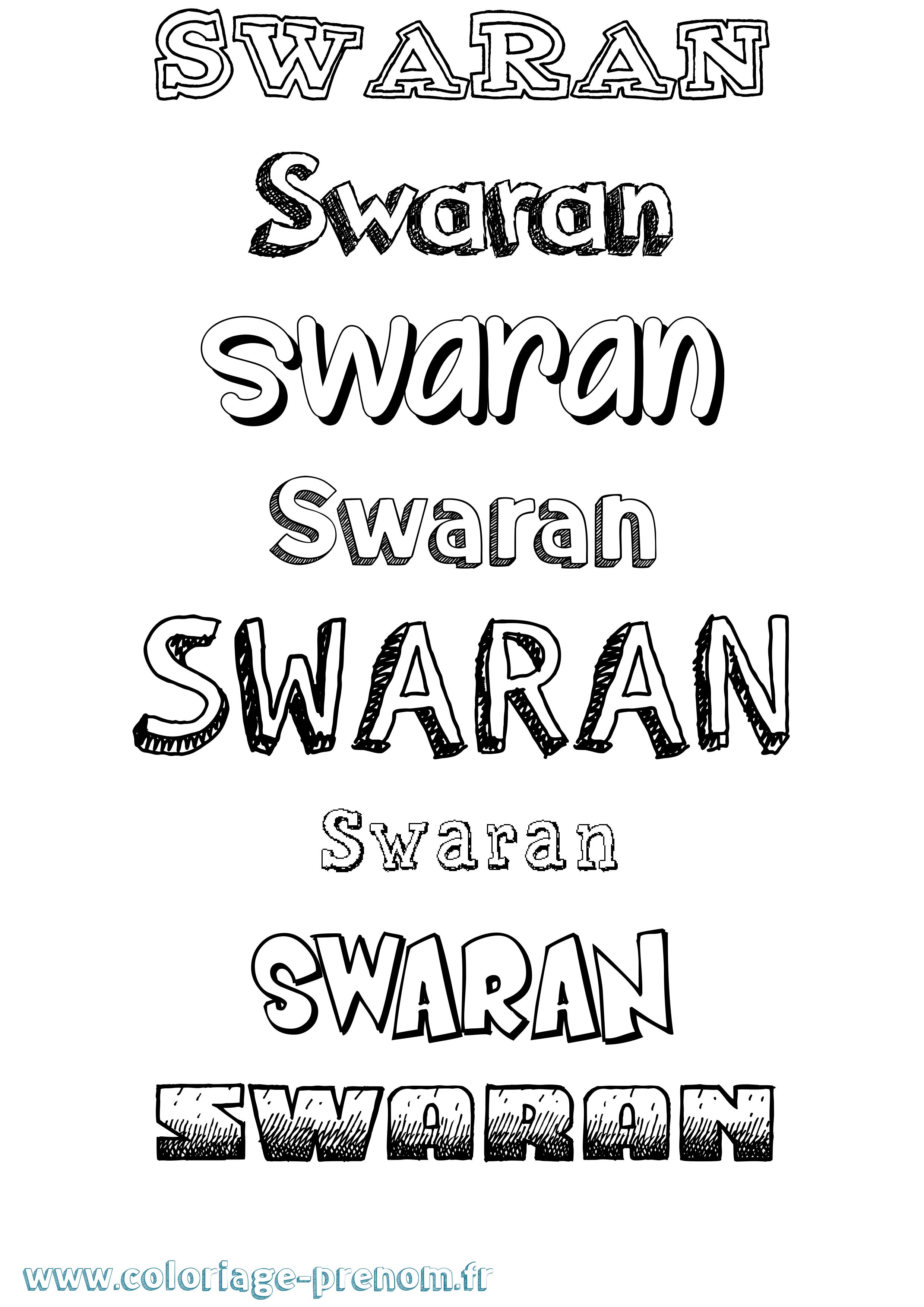 Coloriage Swaran Dessiné Coloriage prénom Swaran Dessiné