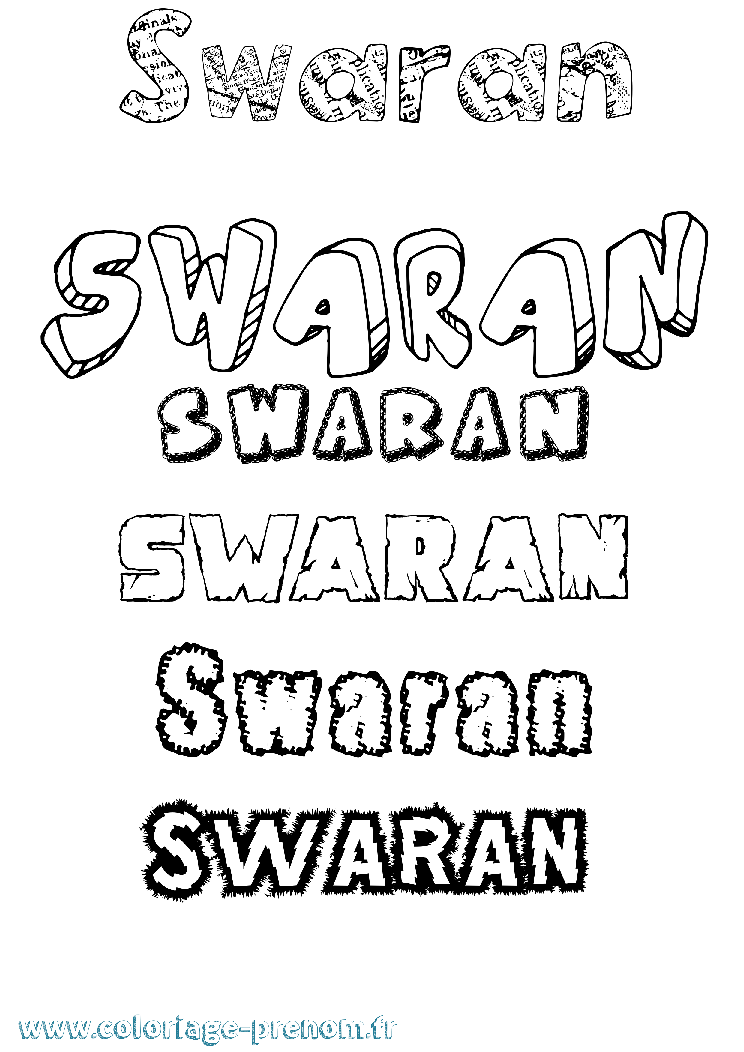 Coloriage Swaran Destructuré Coloriage prénom Swaran Destructuré