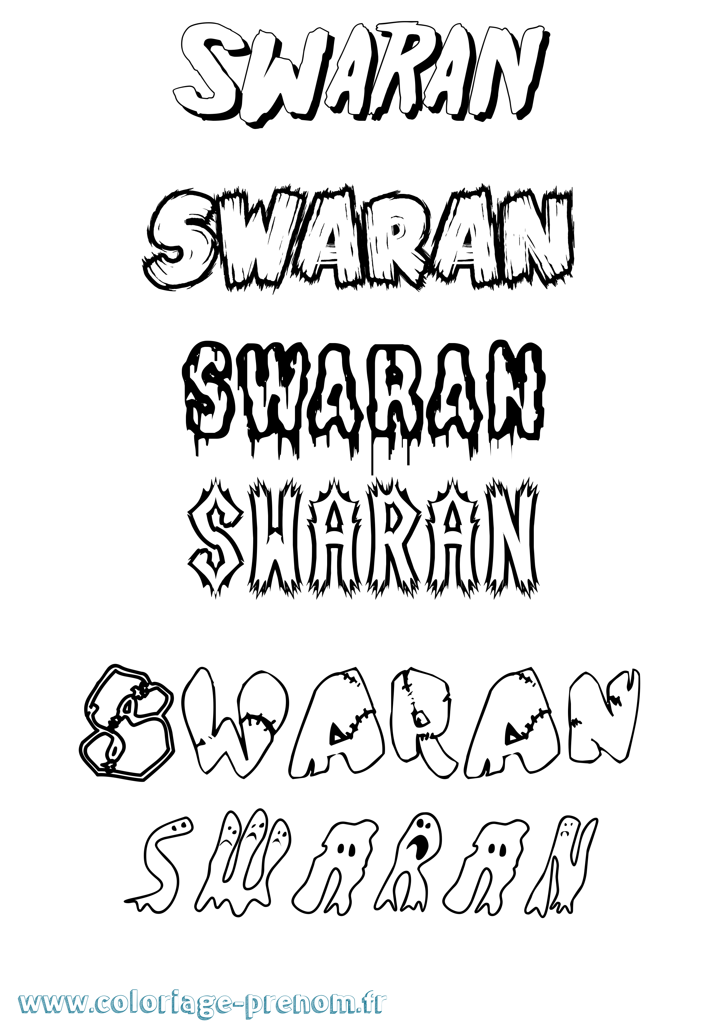 Coloriage Swaran Frisson Coloriage prénom Swaran Frisson