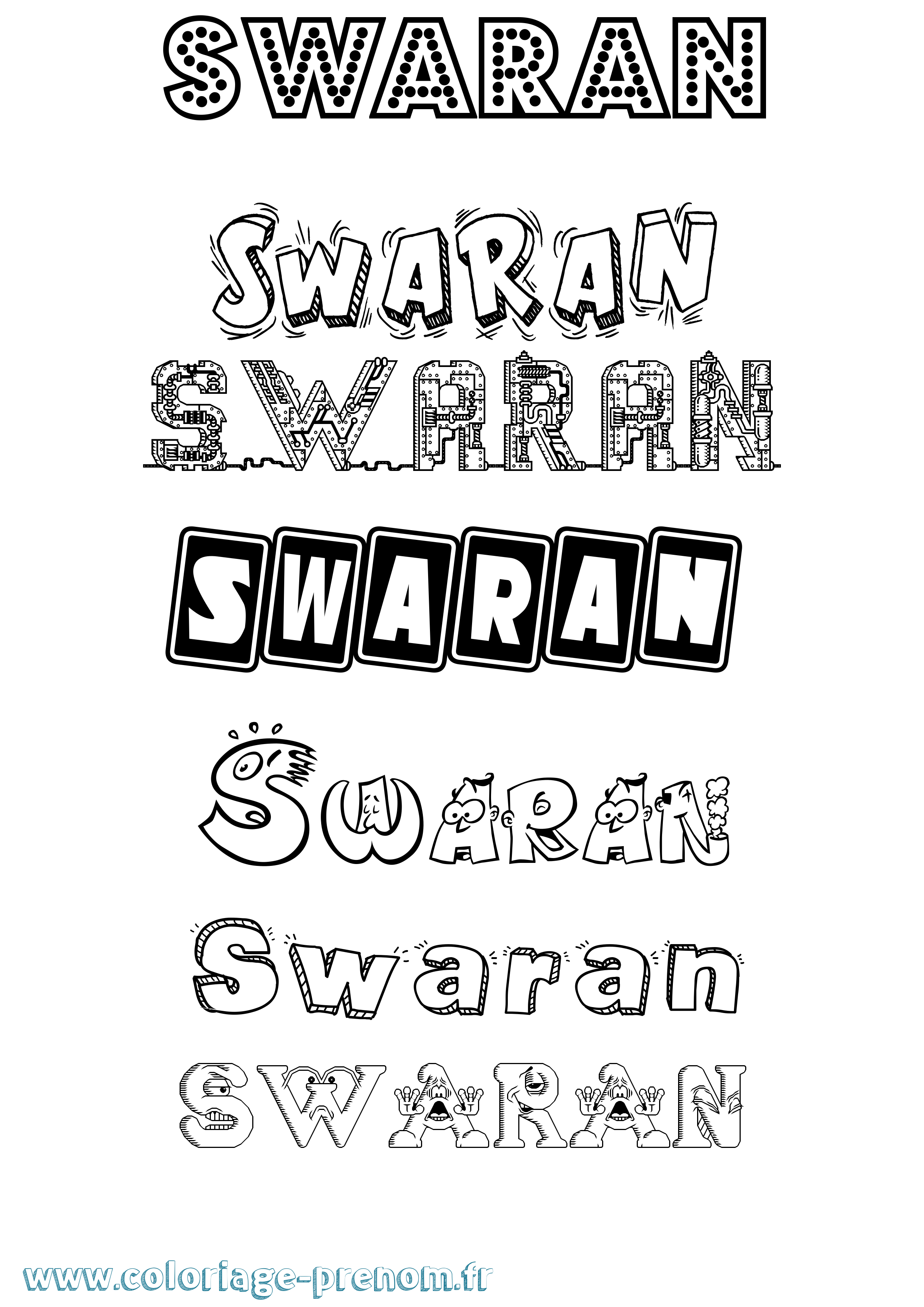 Coloriage Swaran Fun Coloriage prénom Swaran Fun
