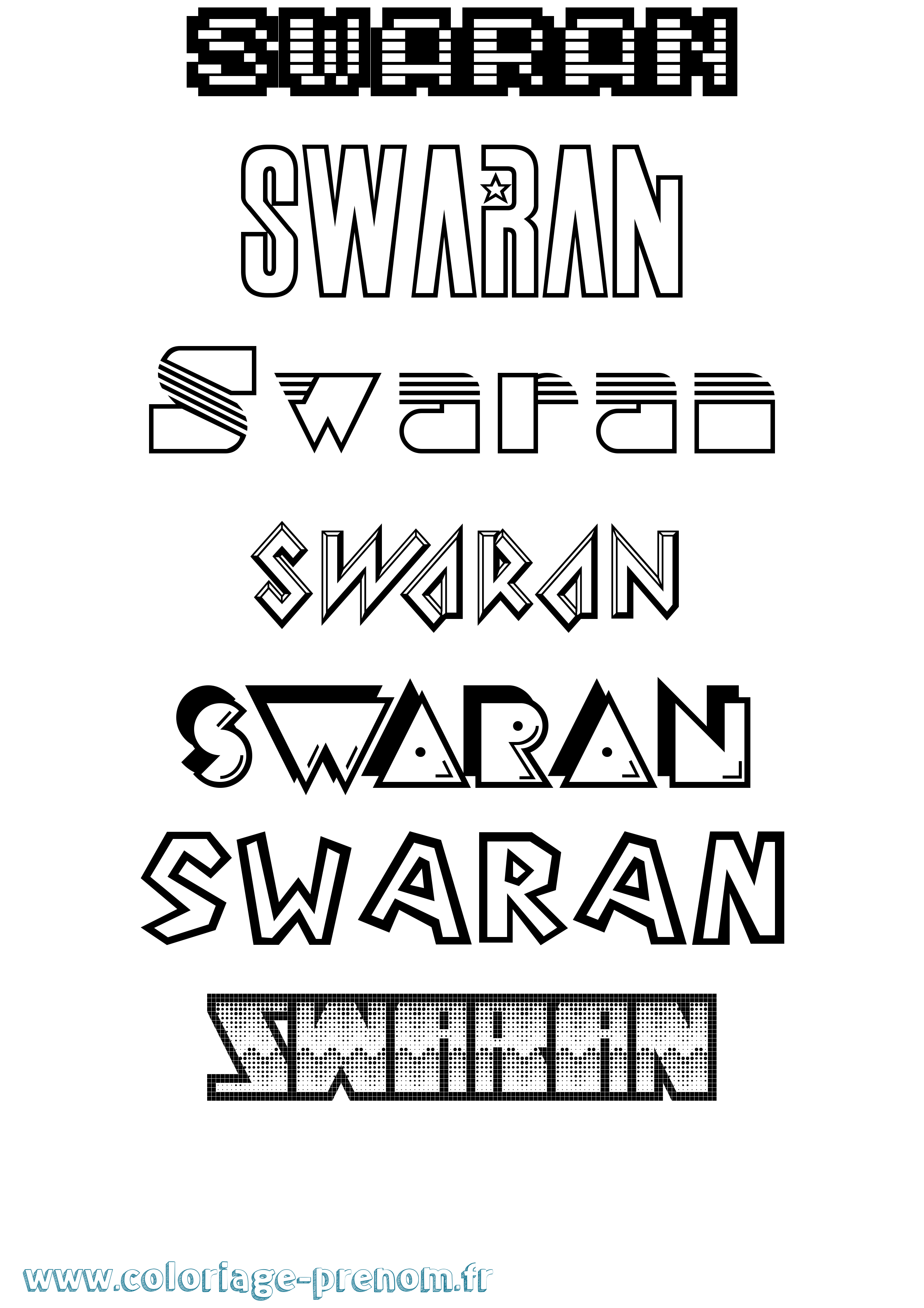Coloriage Swaran Jeux Vidéos Coloriage prénom Swaran Jeux Vidéos
