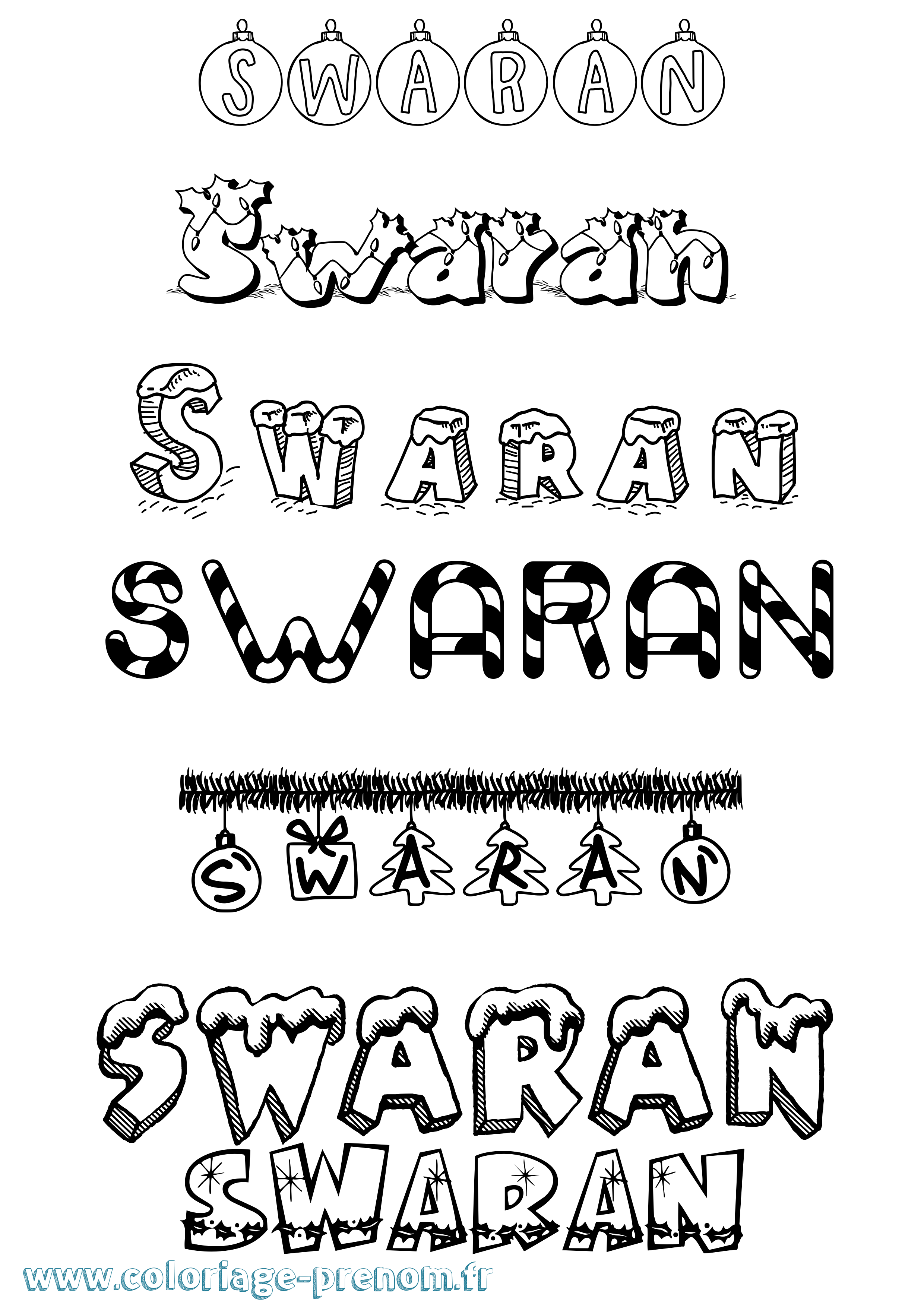 Coloriage Swaran Noël Coloriage prénom Swaran Noël