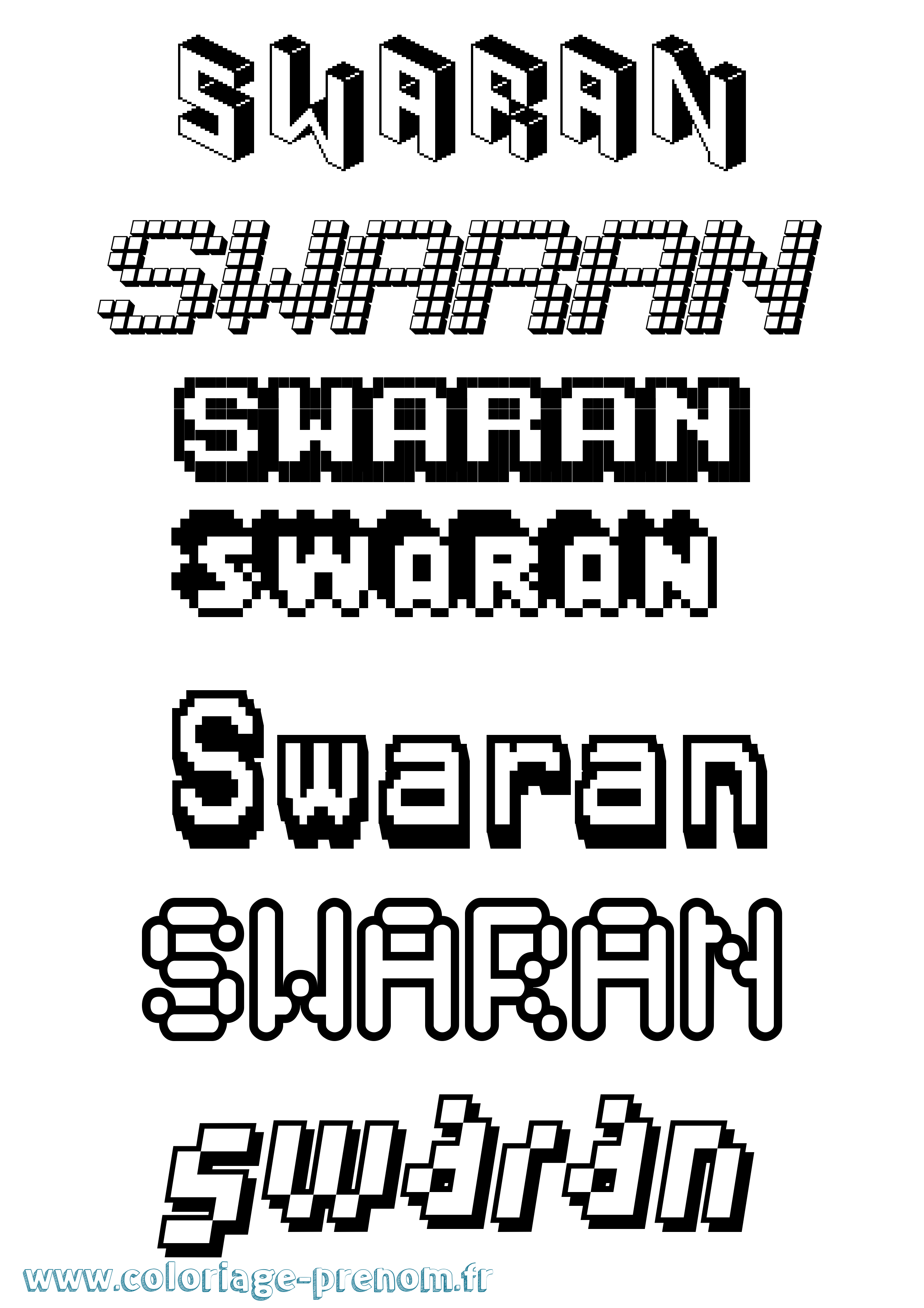 Coloriage Swaran Pixel Coloriage prénom Swaran Pixel