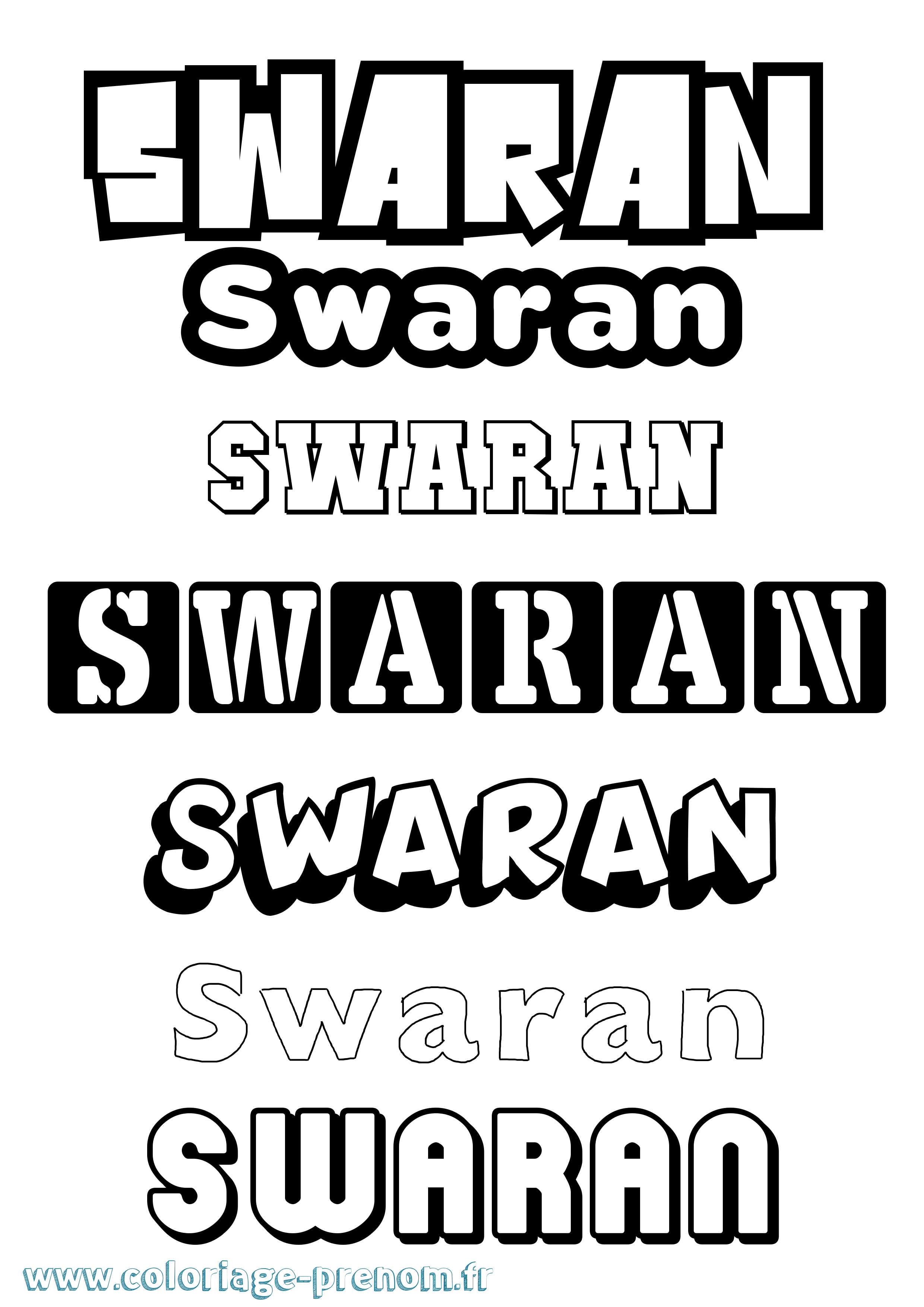 Coloriage Swaran Simple Coloriage prénom Swaran Simple