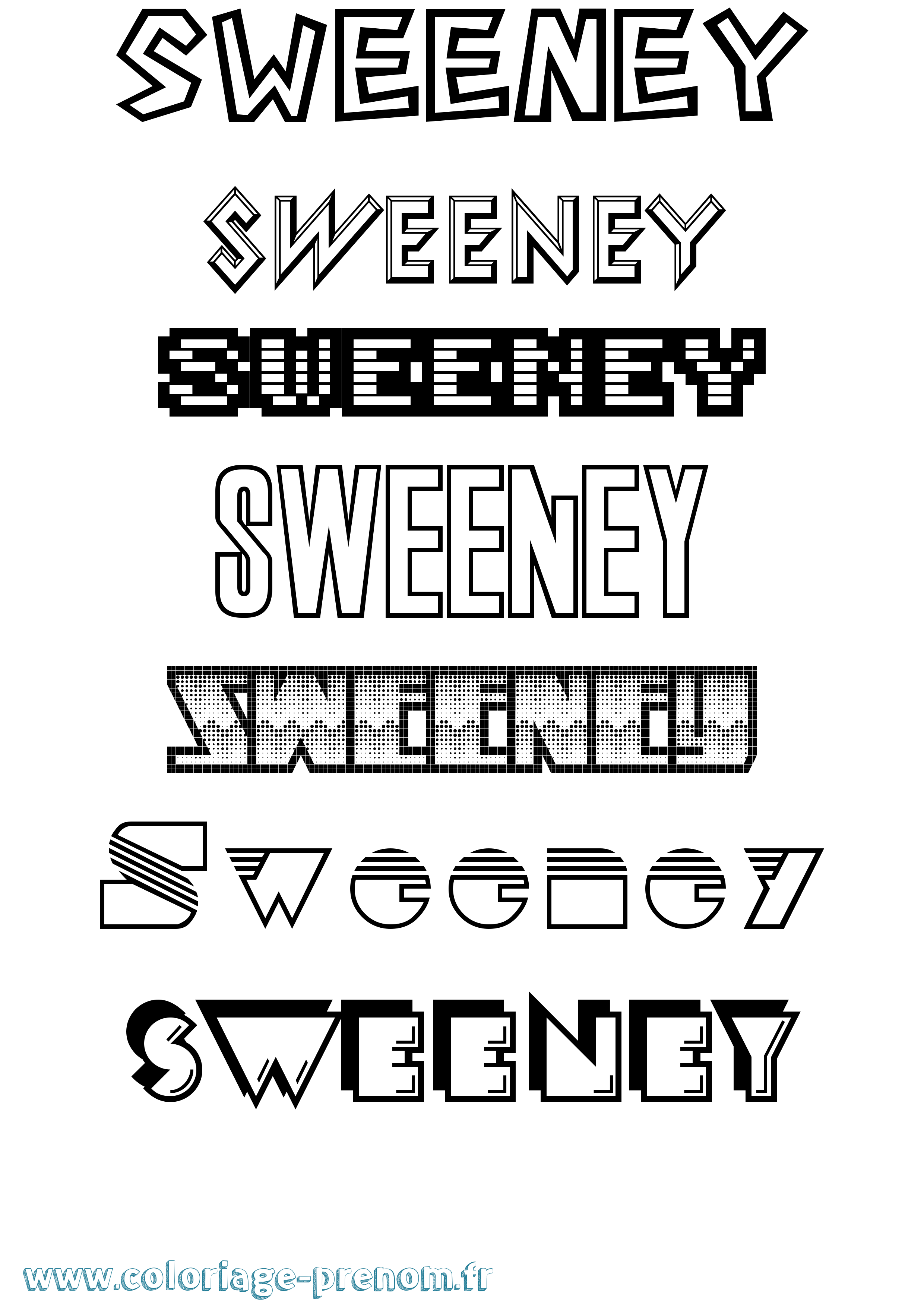 Coloriage Sweeney Jeux Vidéos Coloriage prénom Sweeney Jeux Vidéos