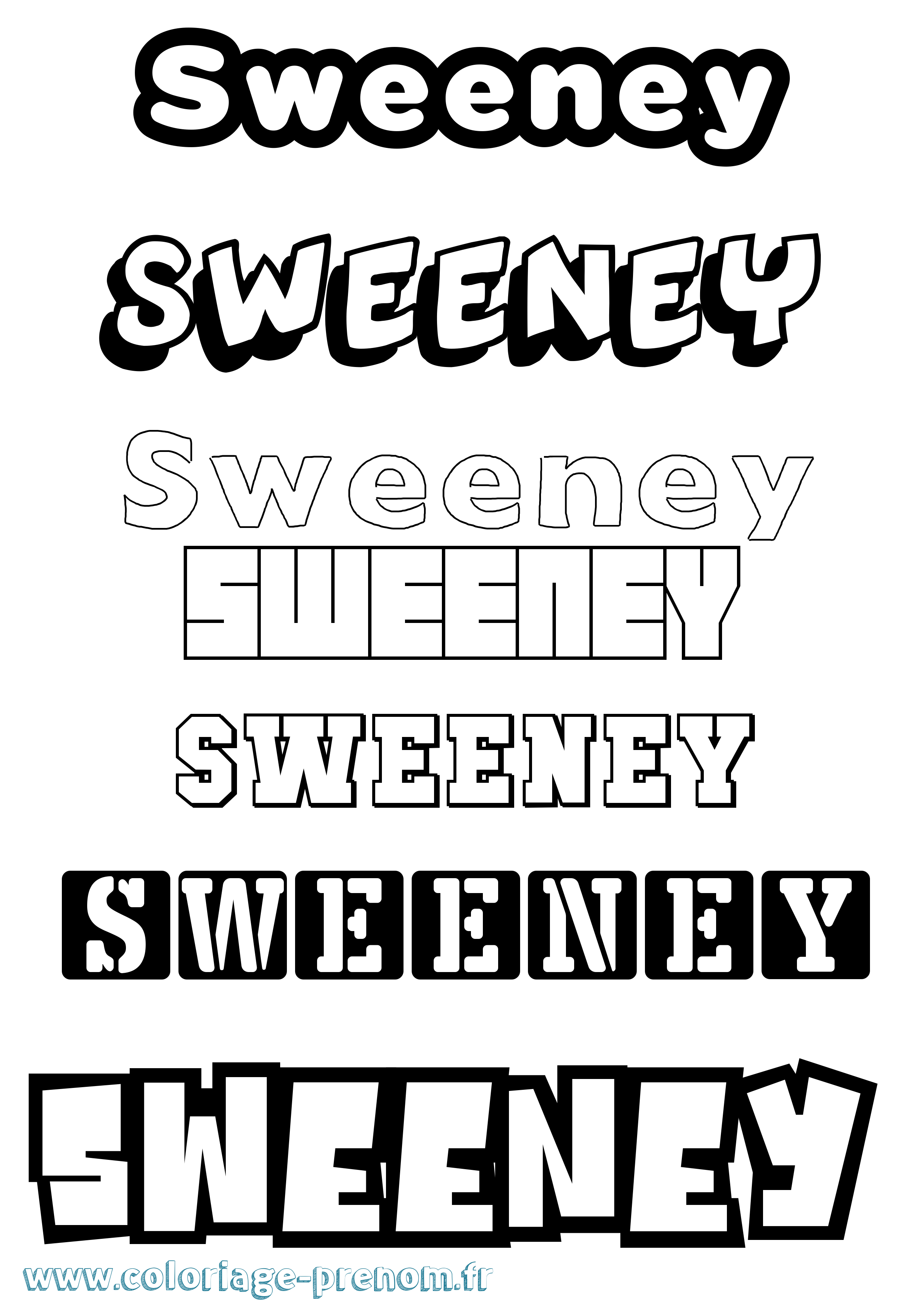 Coloriage Sweeney Simple Coloriage prénom Sweeney Simple