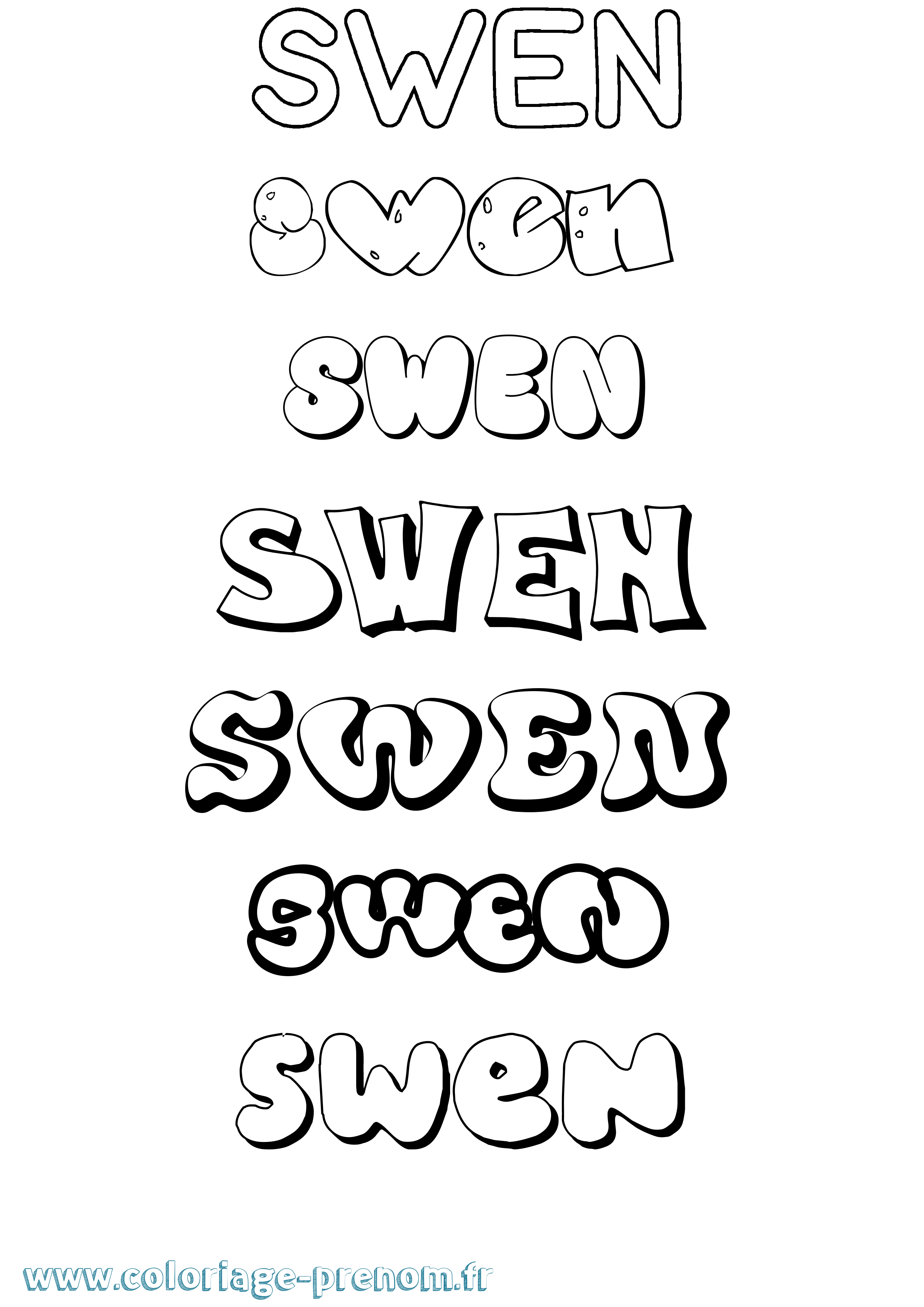 Coloriage Swen Bubble Coloriage prénom Swen Bubble