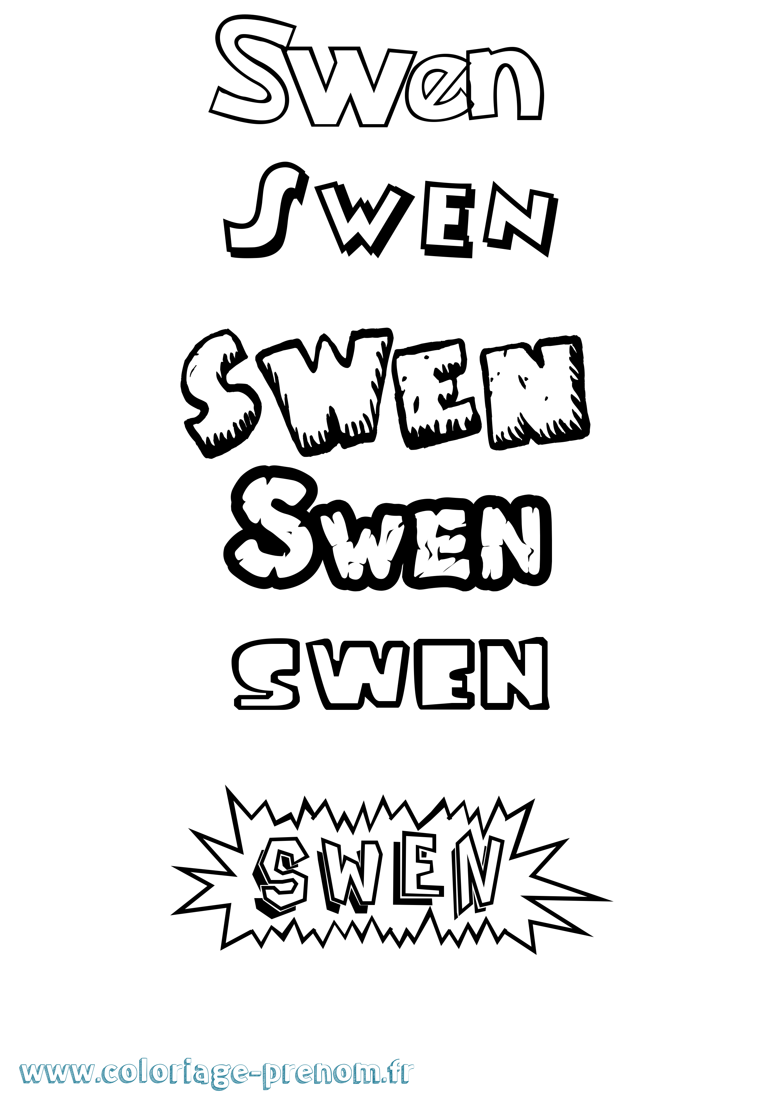 Coloriage Swen Dessin Animé Coloriage prénom Swen Dessin Animé