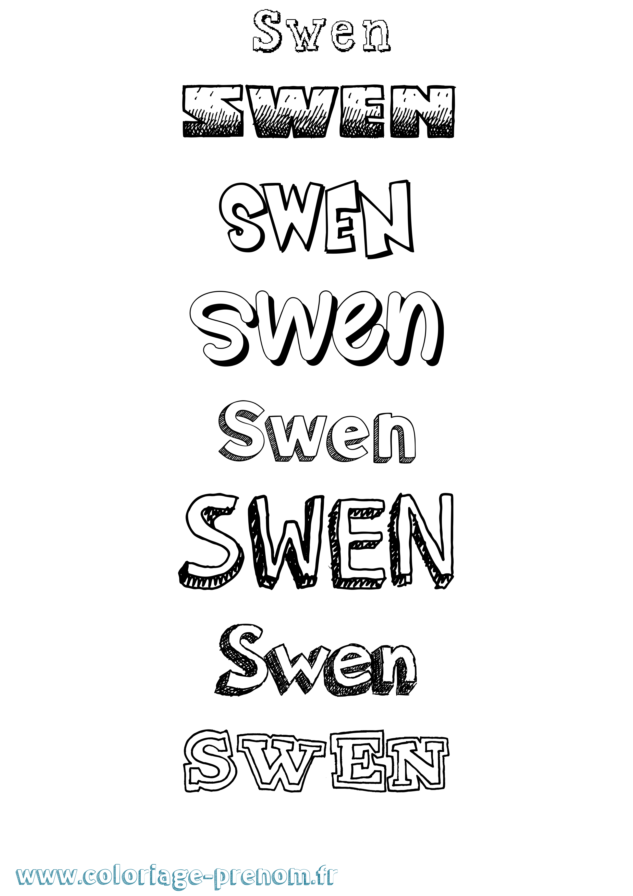 Coloriage Swen Dessiné Coloriage prénom Swen Dessiné