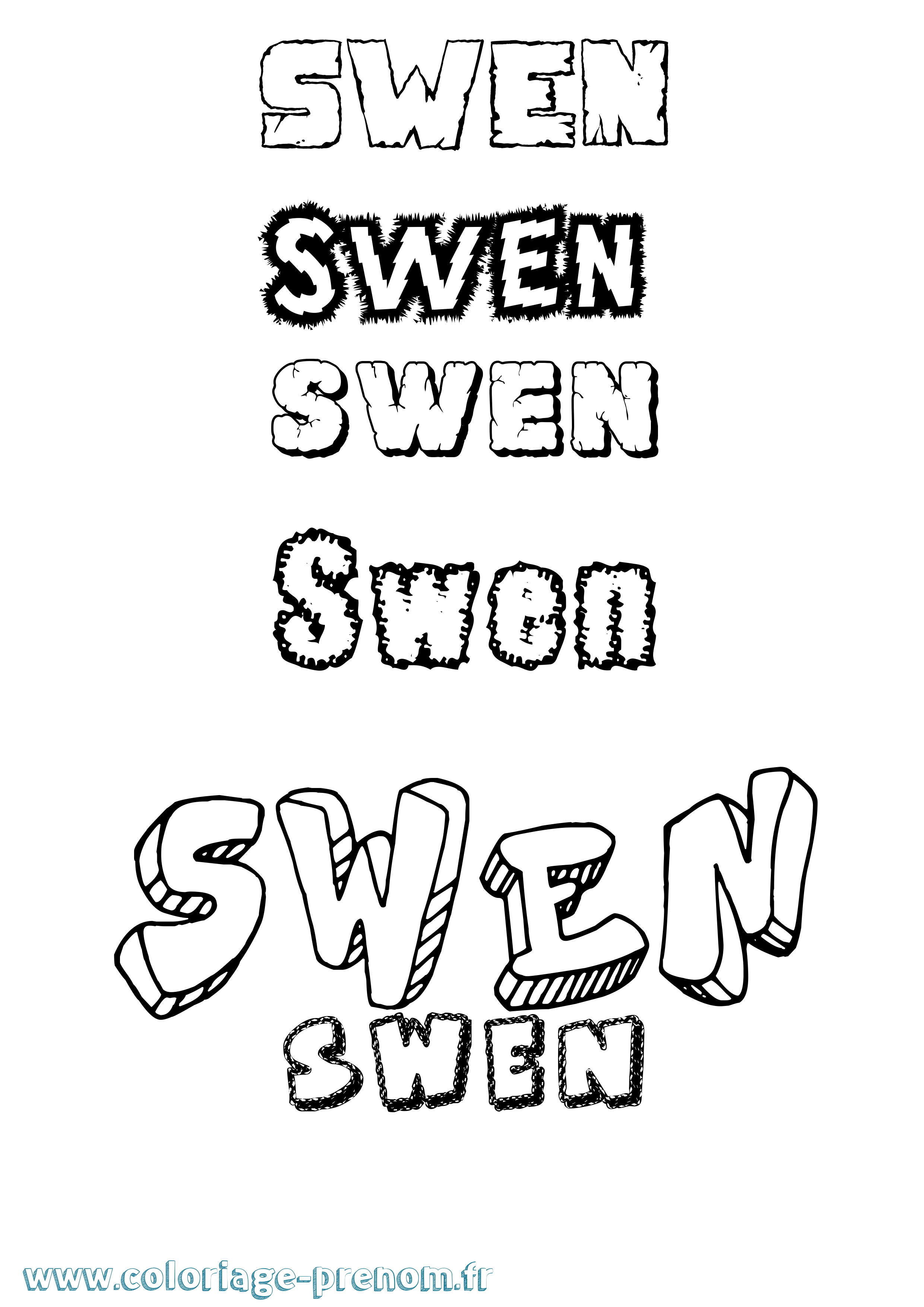 Coloriage Swen Destructuré Coloriage prénom Swen Destructuré
