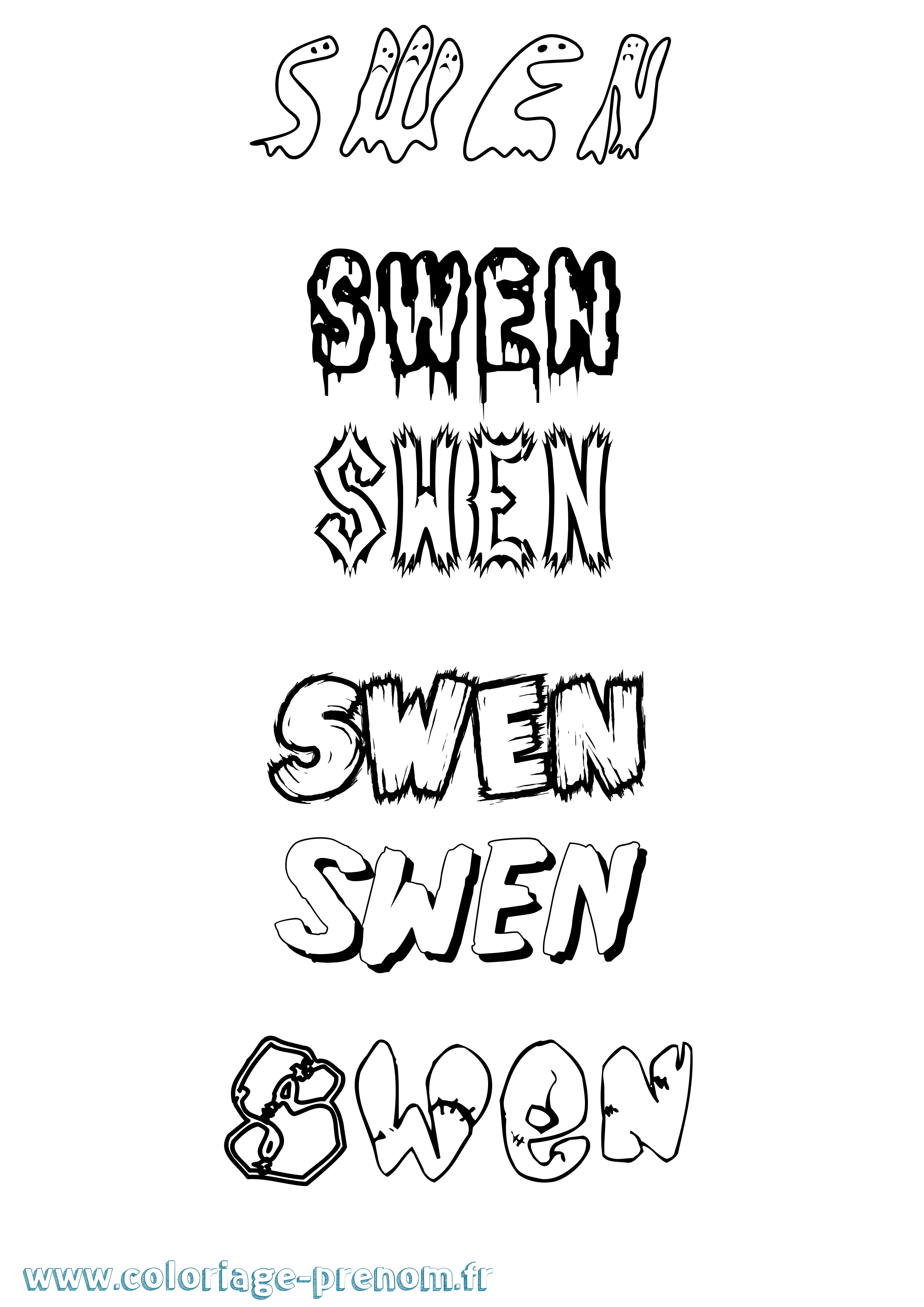Coloriage Swen Frisson Coloriage prénom Swen Frisson