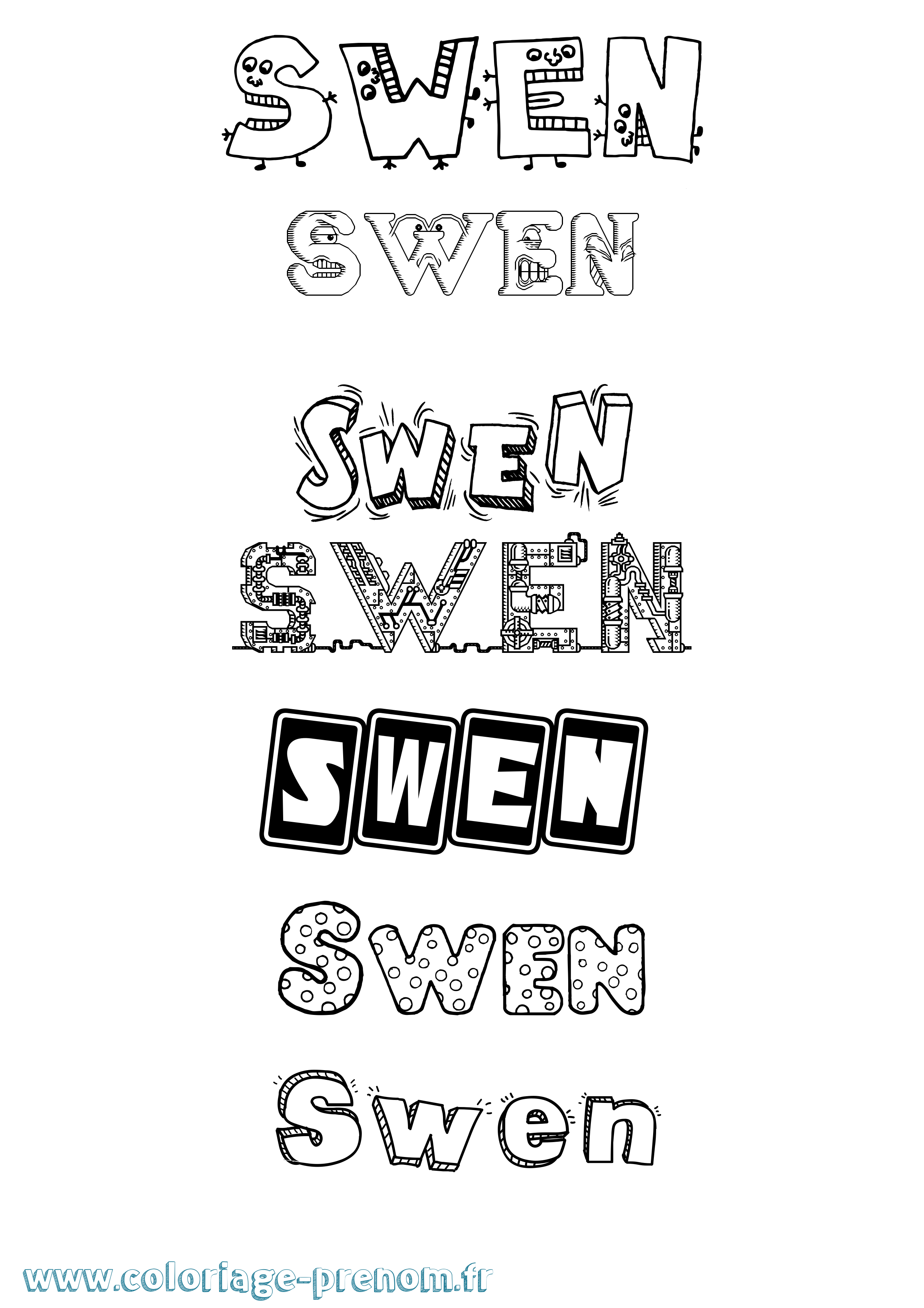 Coloriage Swen Fun Coloriage prénom Swen Fun