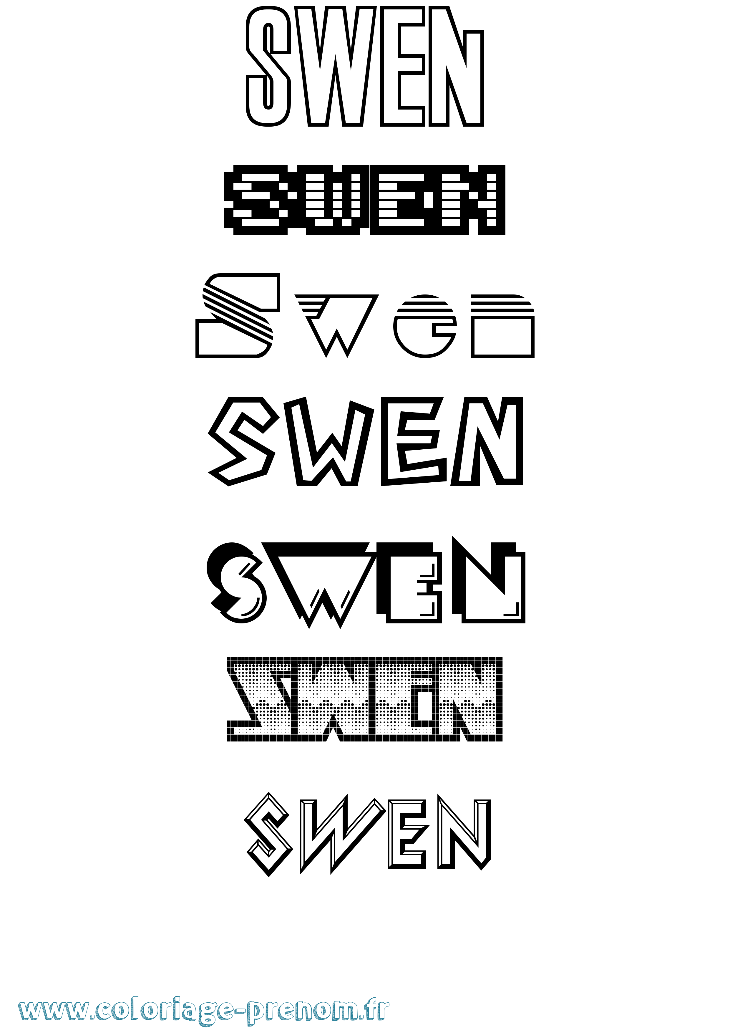 Coloriage Swen Jeux Vidéos Coloriage prénom Swen Jeux Vidéos