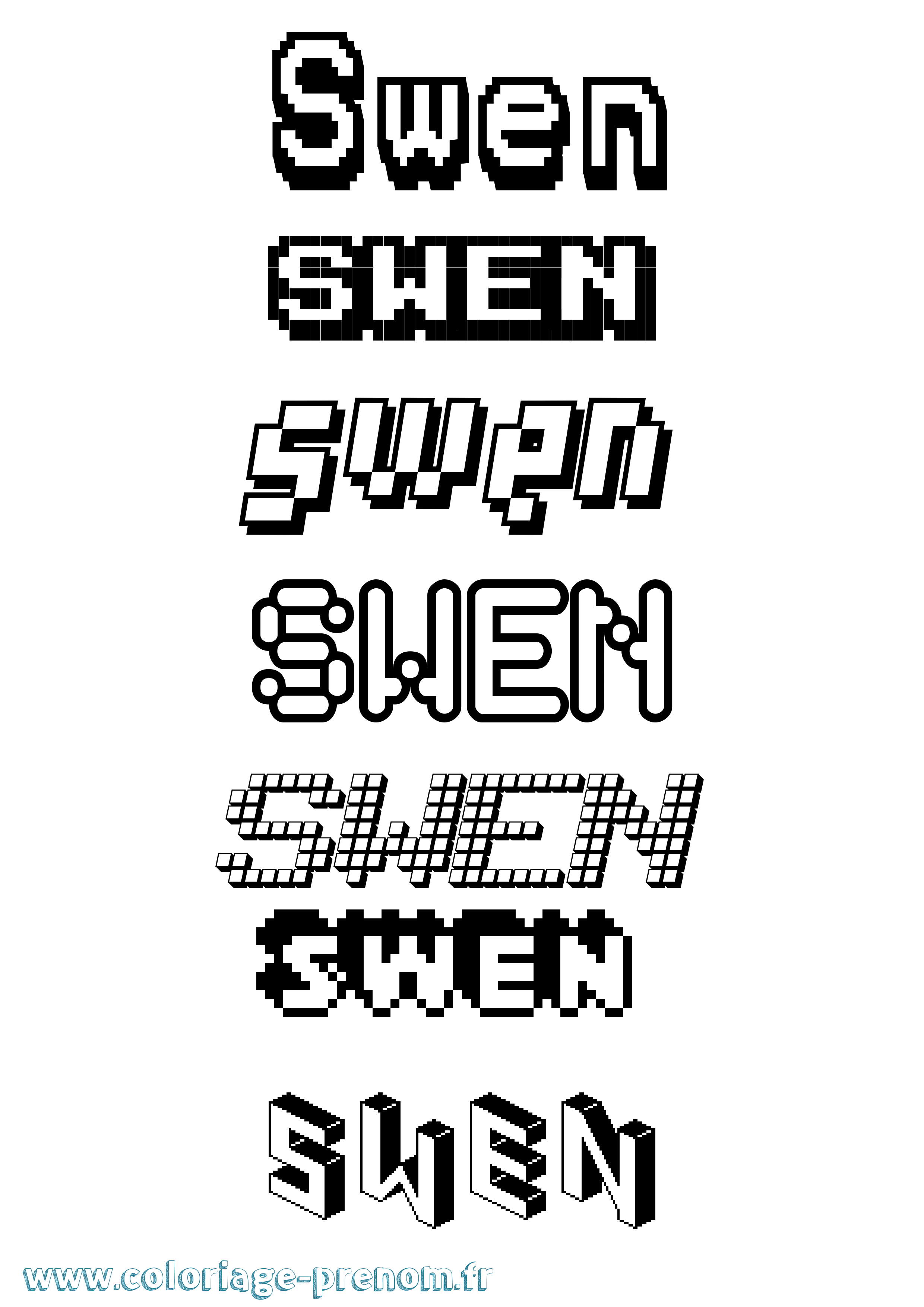 Coloriage Swen Pixel Coloriage prénom Swen Pixel