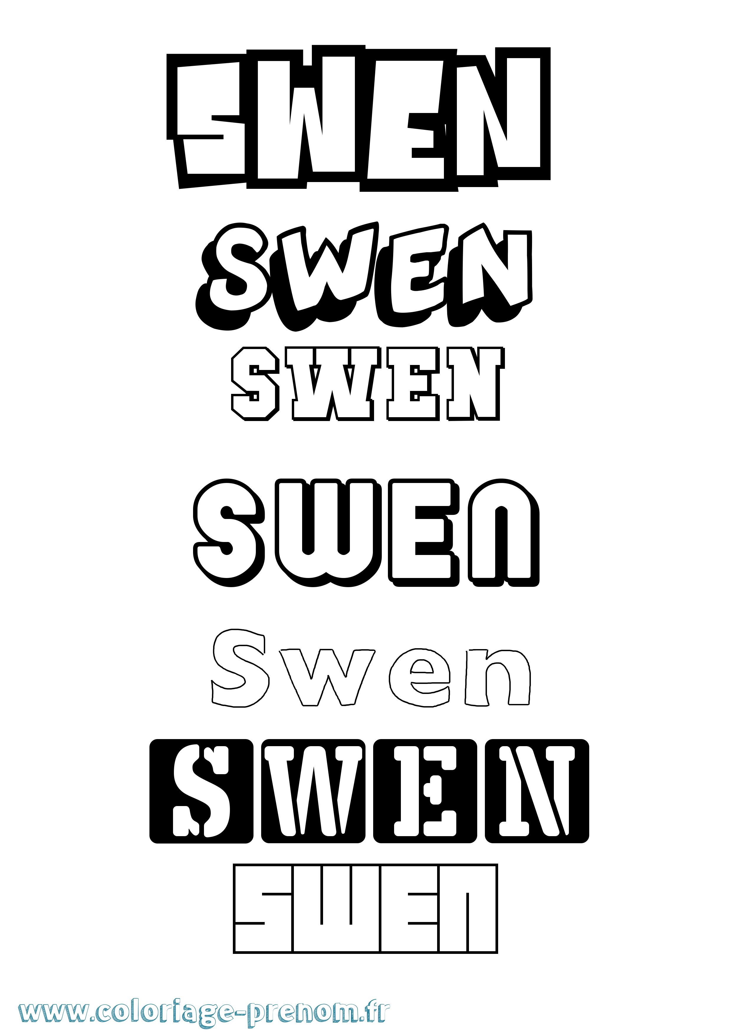 Coloriage Swen Simple Coloriage prénom Swen Simple