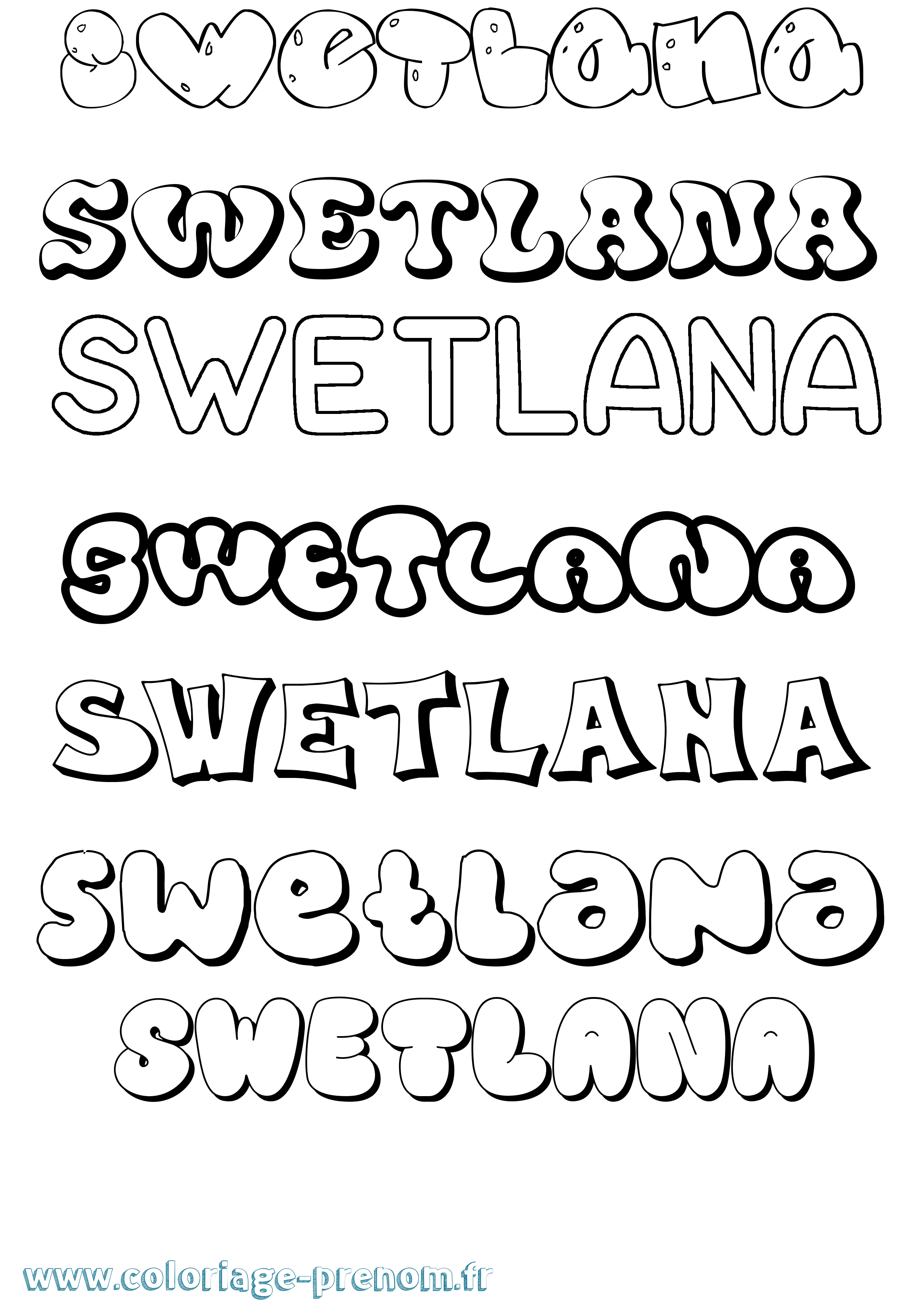 Coloriage Swetlana Bubble Coloriage prénom Swetlana Bubble