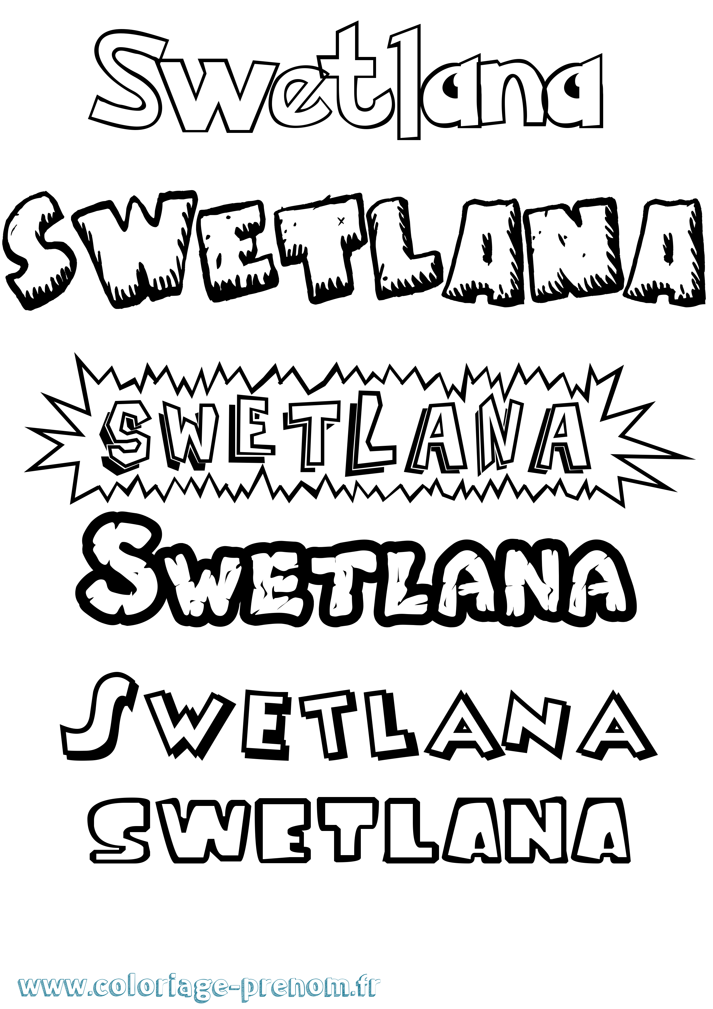 Coloriage Swetlana Dessin Animé Coloriage prénom Swetlana Dessin Animé