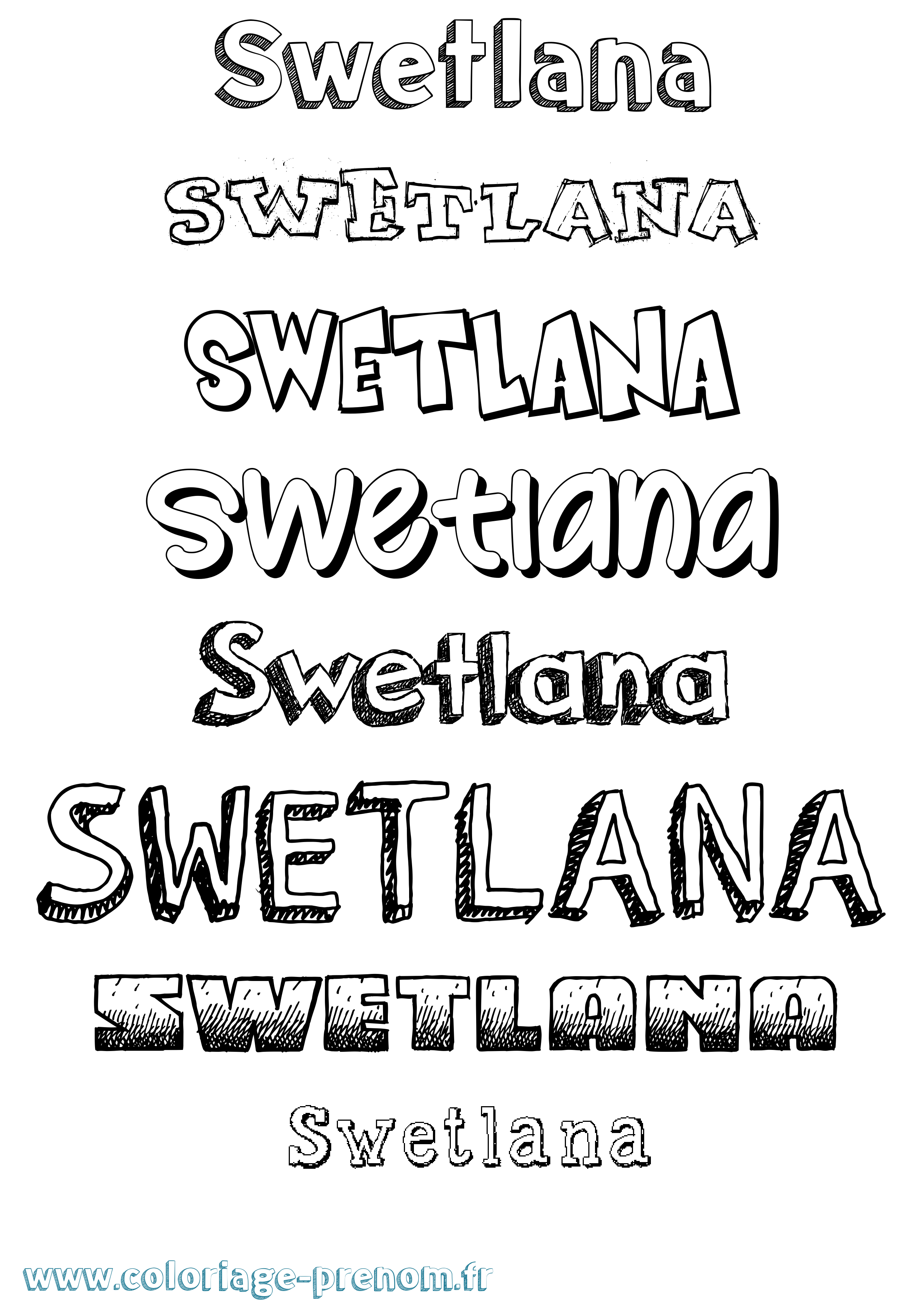 Coloriage Swetlana Dessiné Coloriage prénom Swetlana Dessiné
