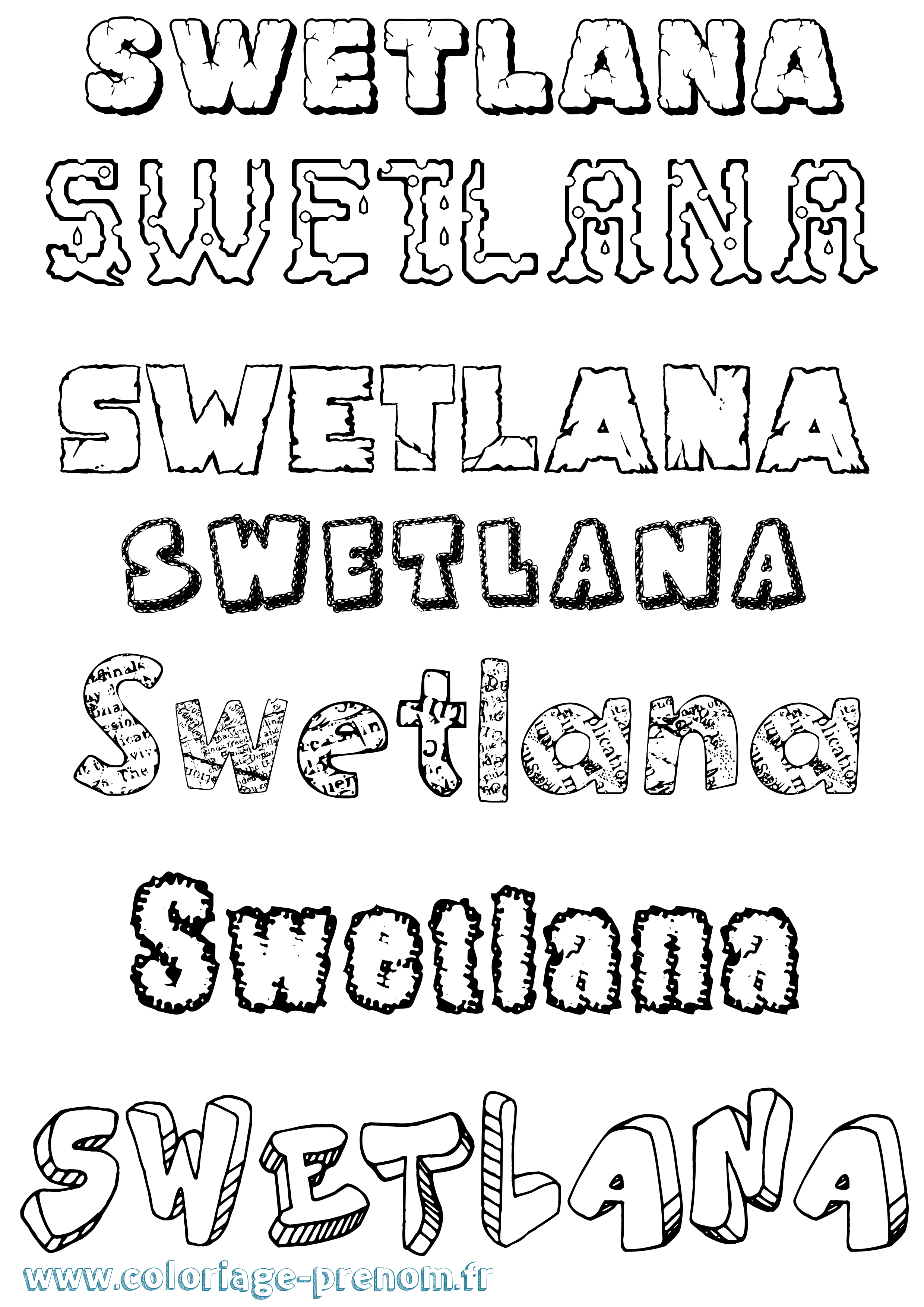 Coloriage Swetlana Destructuré Coloriage prénom Swetlana Destructuré