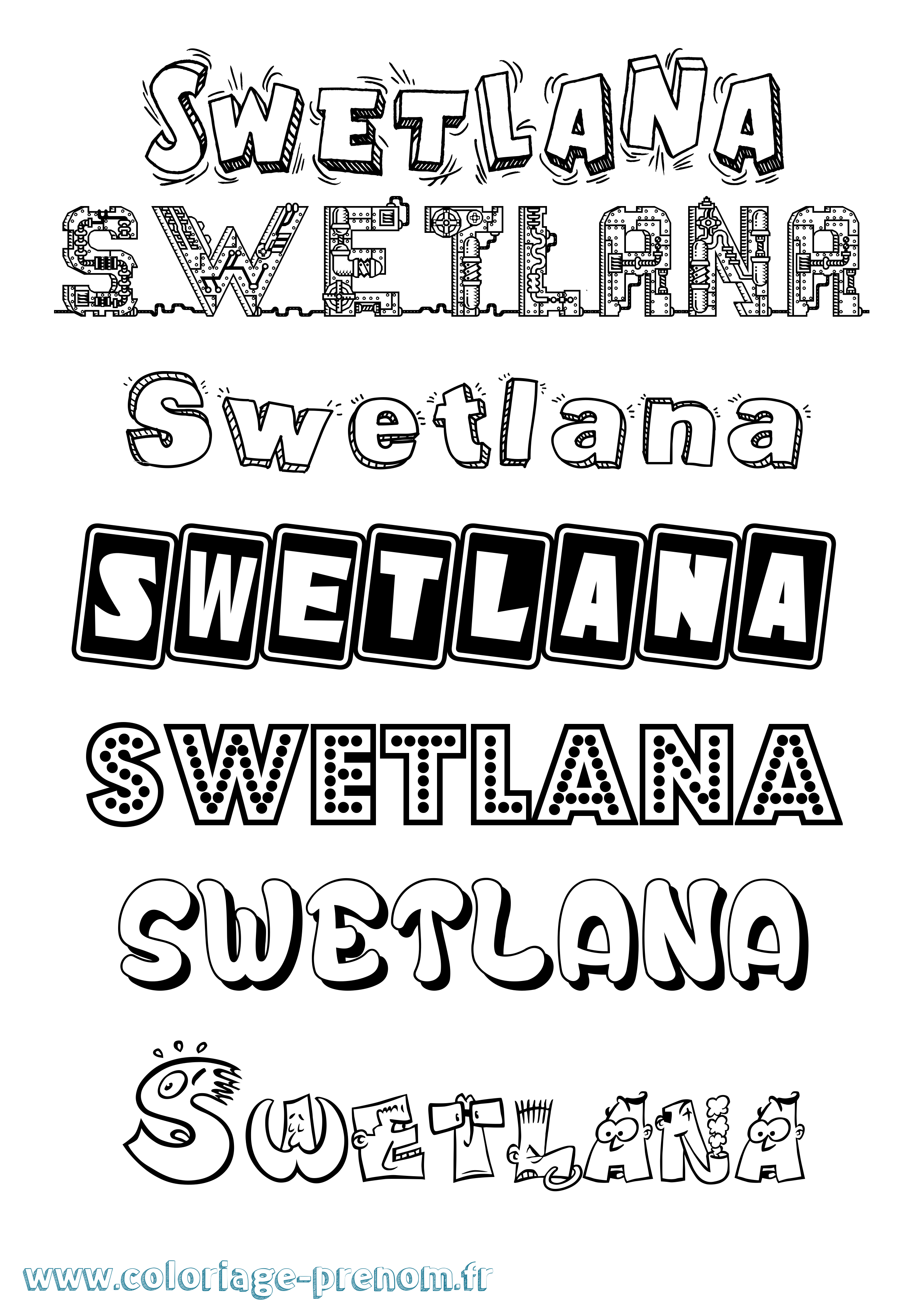 Coloriage Swetlana Fun Coloriage prénom Swetlana Fun