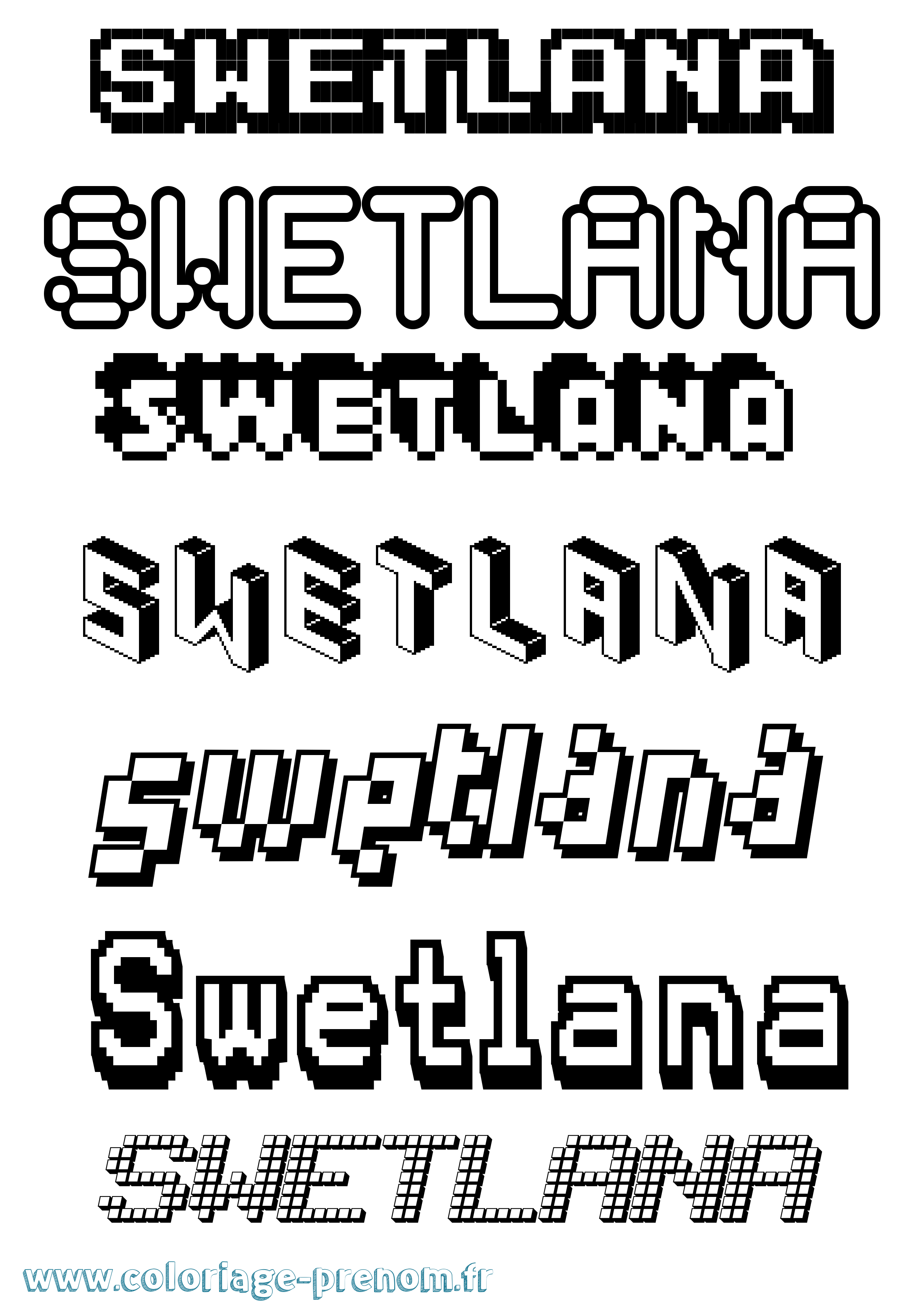 Coloriage Swetlana Pixel Coloriage prénom Swetlana Pixel