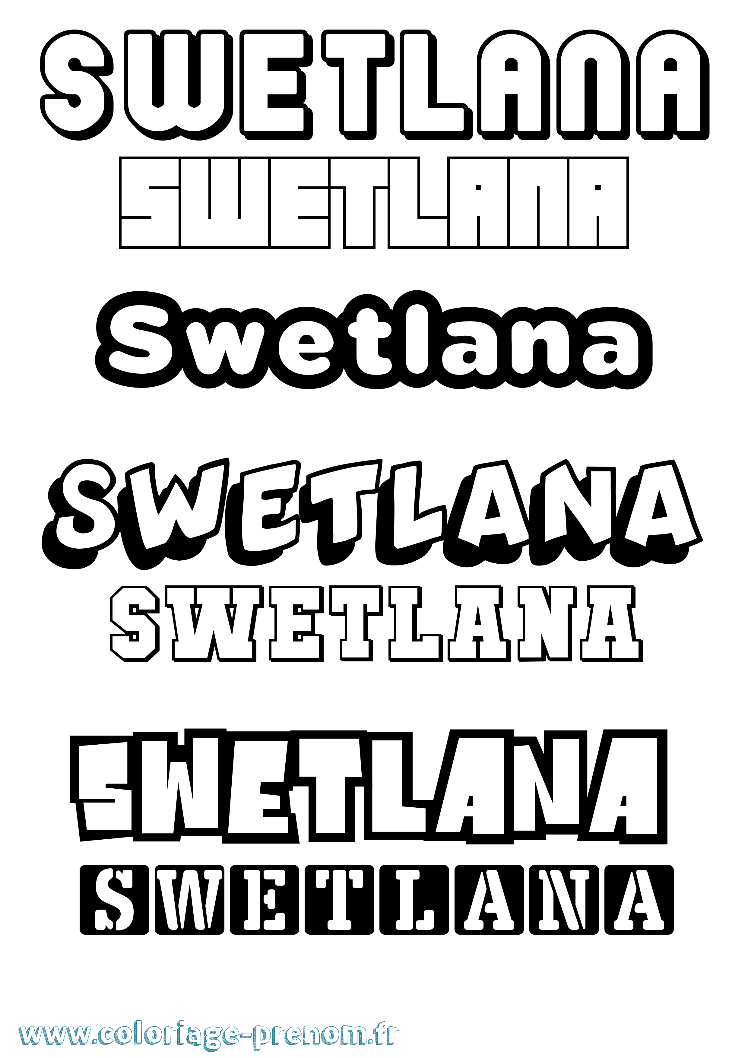 Coloriage Swetlana Simple Coloriage prénom Swetlana Simple