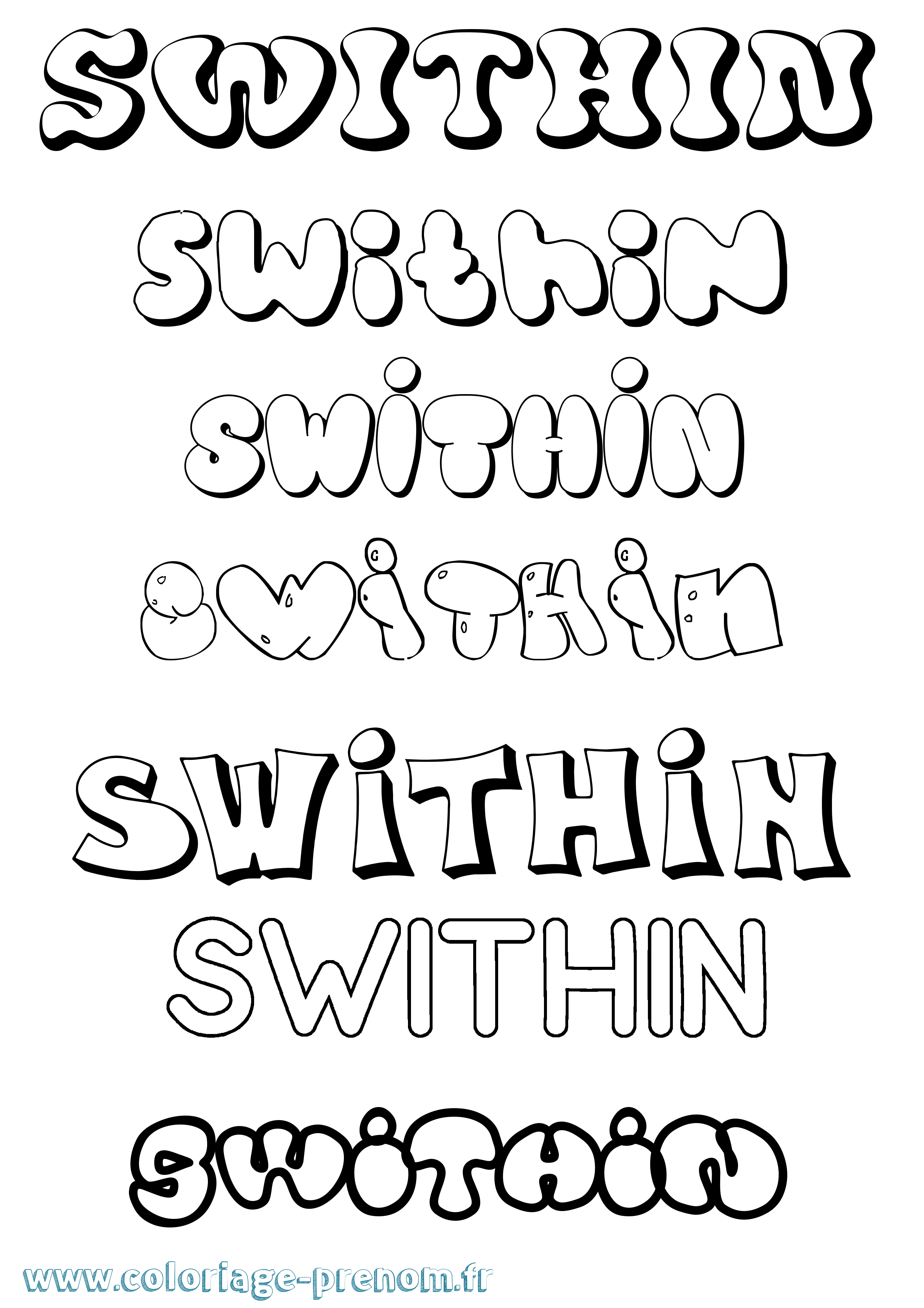Coloriage Swithin Bubble Coloriage prénom Swithin Bubble