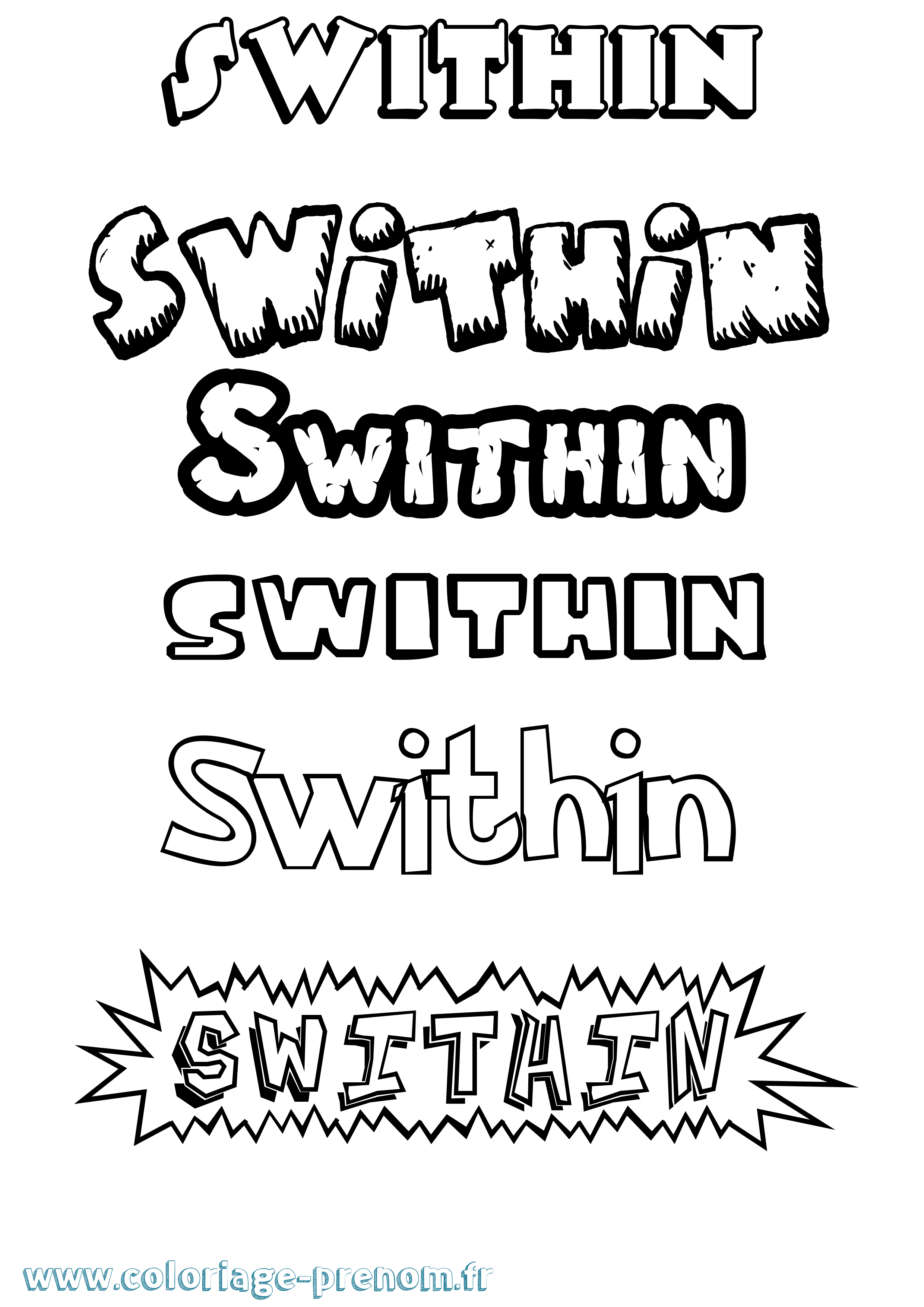 Coloriage Swithin Dessin Animé Coloriage prénom Swithin Dessin Animé